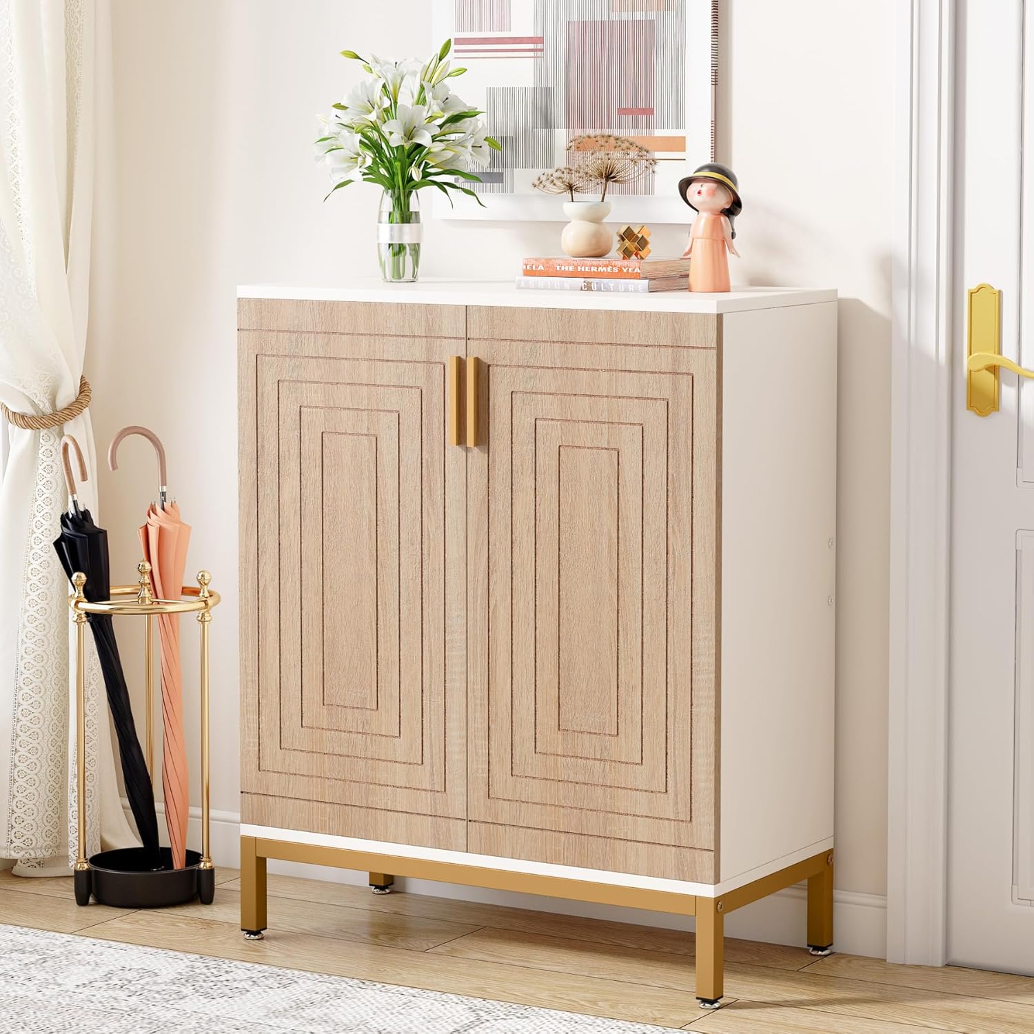 Modern 20-Pair Shoe Storage Cabinet with Doors, 6-Tier Freestanding Entryway Organizer Rack