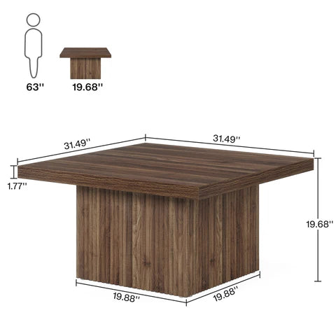 Square Coffee Table, 31.5-Inch Wood Center Table Cocktail Table