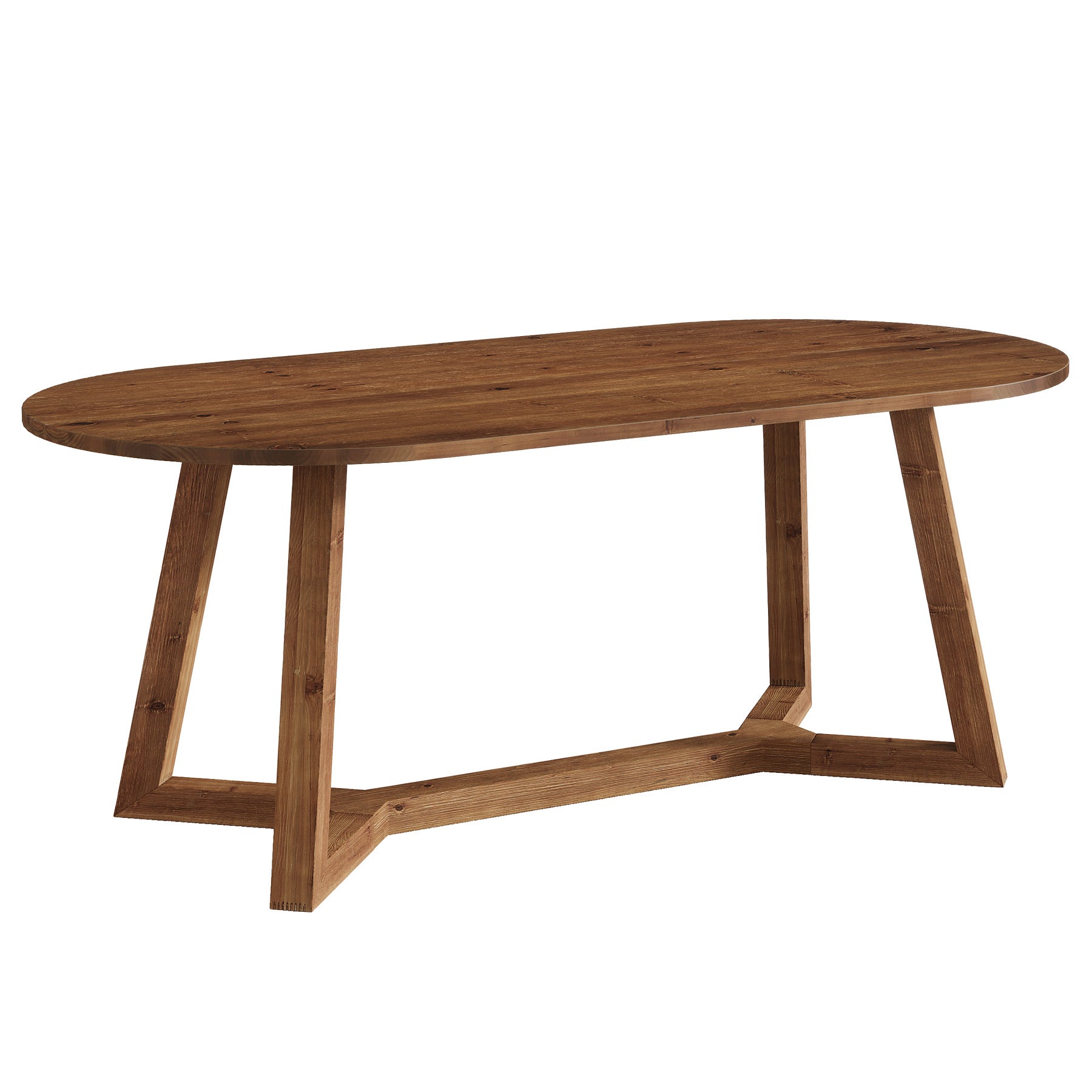 63" Oval Solid Wood Dining Table for 4-6, Farmhouse Kitchen Table with Sturdy Tapered Legs