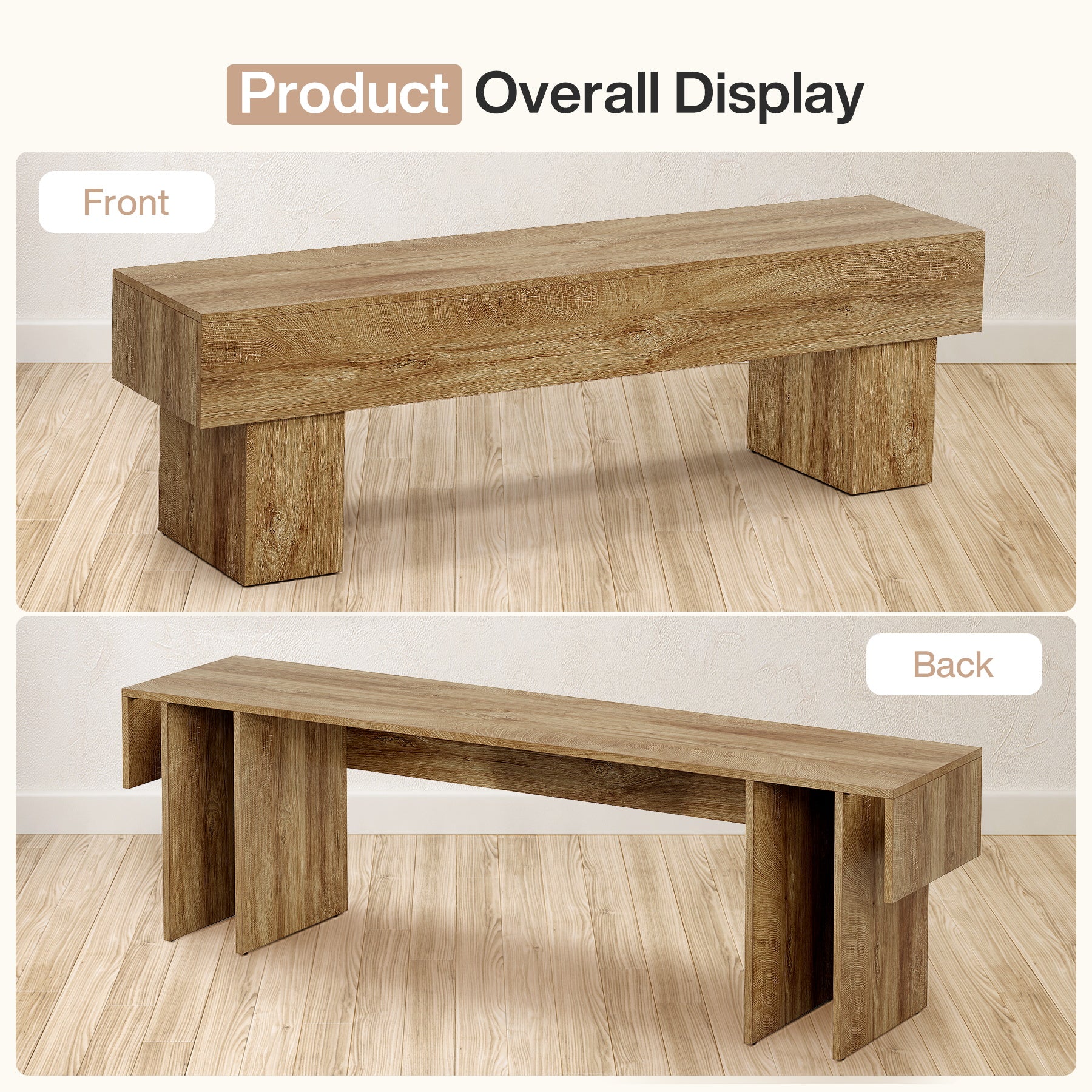 Tribesigns 62.99-Inch End of Bed Bench, Extra Long Farmhouse Wooden Bench with Shoe Storage for Bedroom