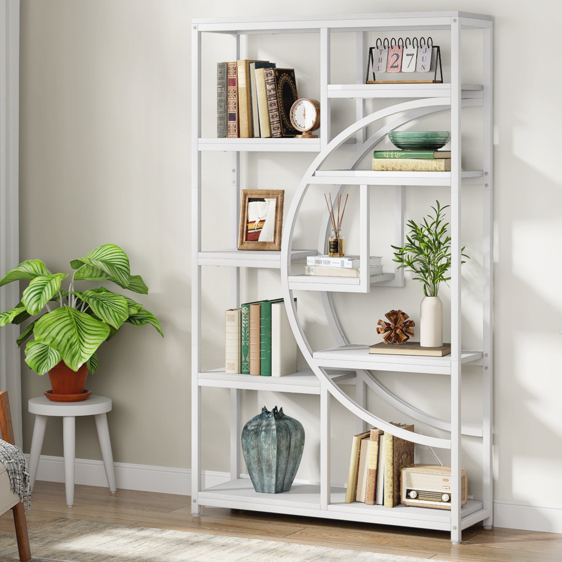 37.4 Inch 5-Tier Industrial Bookshelf for Living Room, Bedroom, Home Office