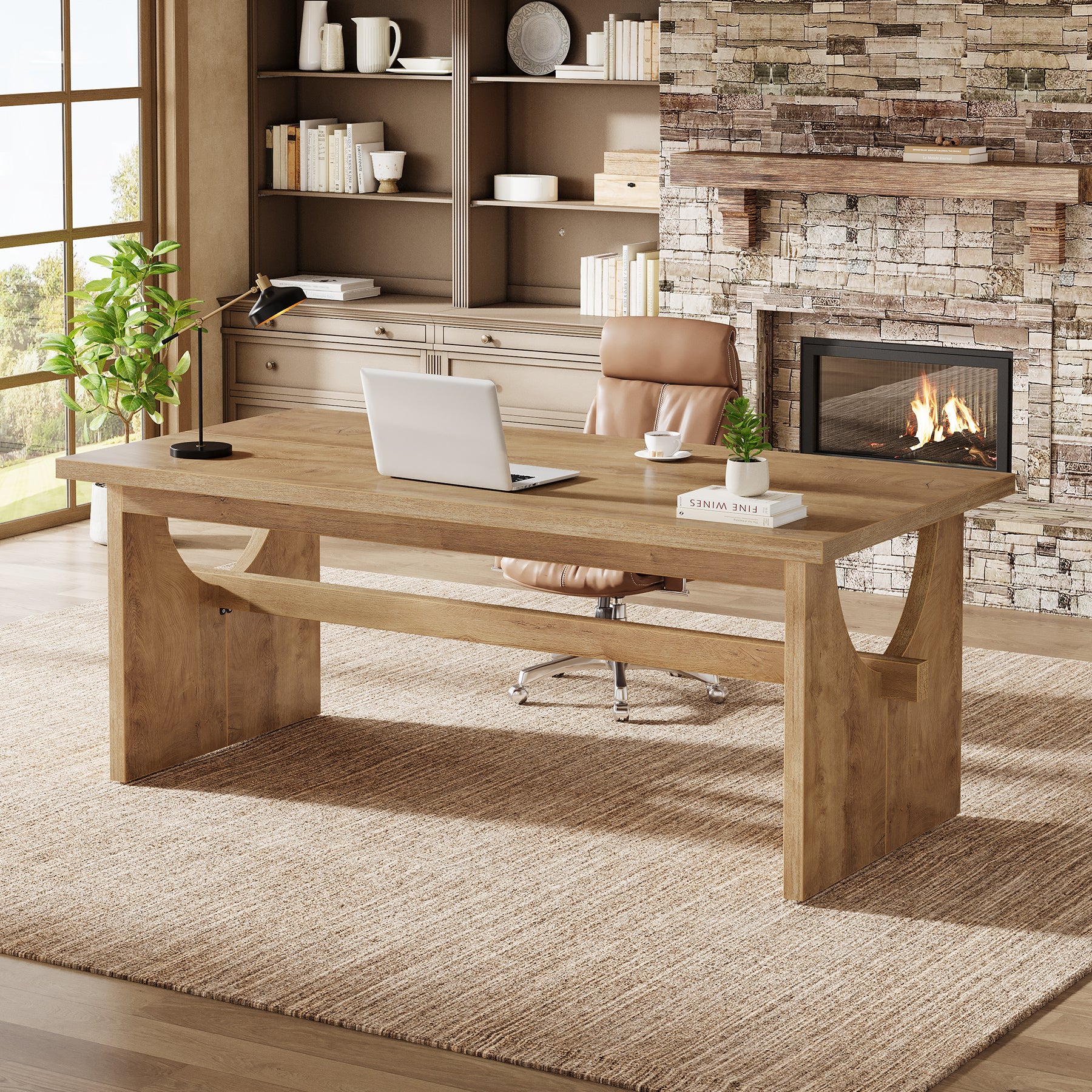 Tribesigns 63-Inch Farmhouse Executive Office Desk with Large Work Surface for Home Office and Workstation