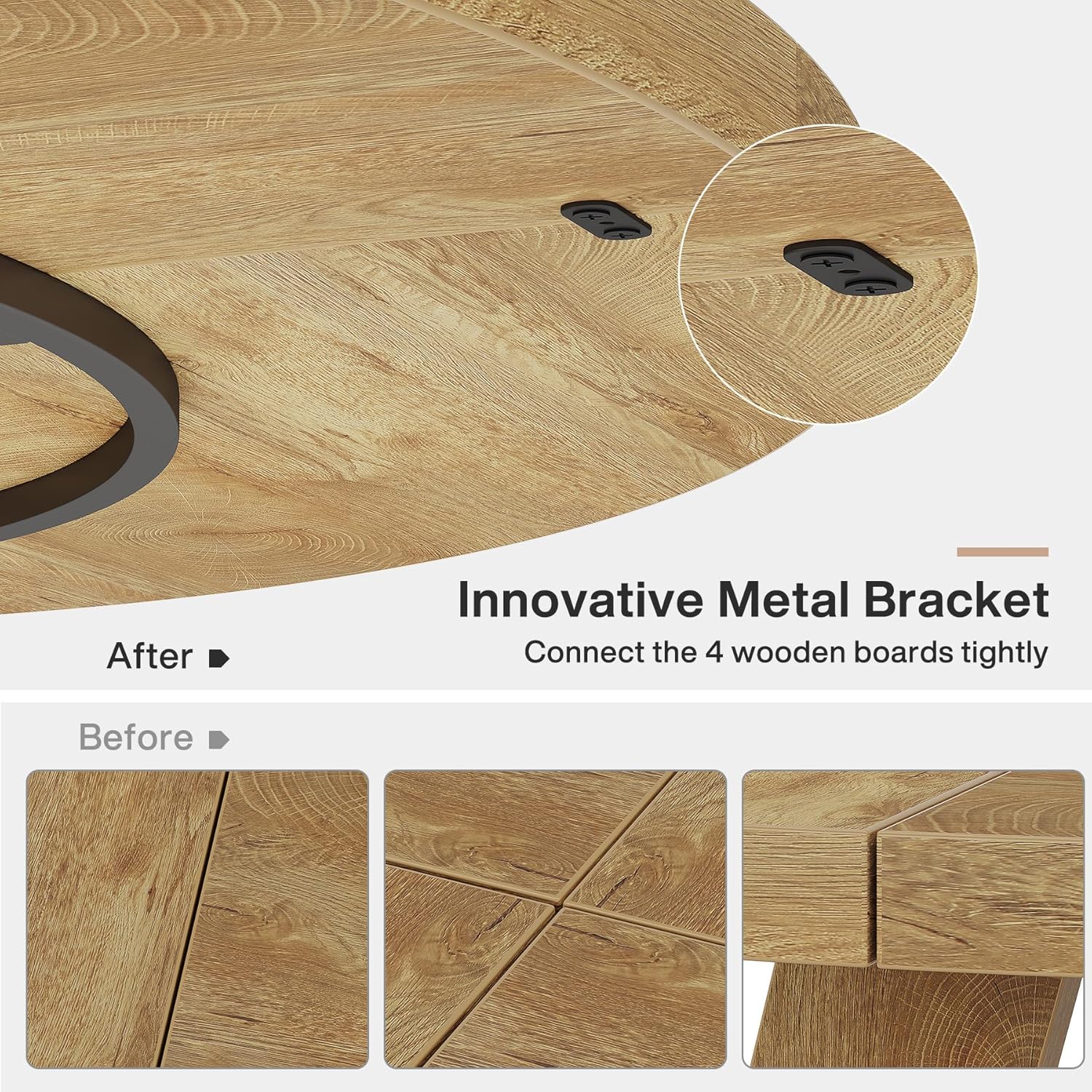 47-Inch Round Dining Table - Wood Kitchen Table for Dining Room and Living Room