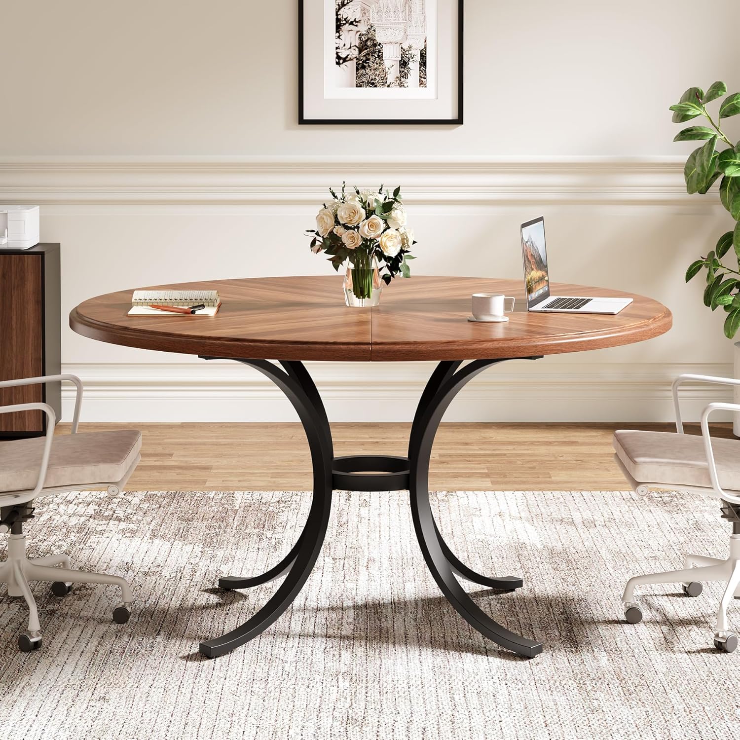 47" Round, Sturdy Metal-Base Conference Table