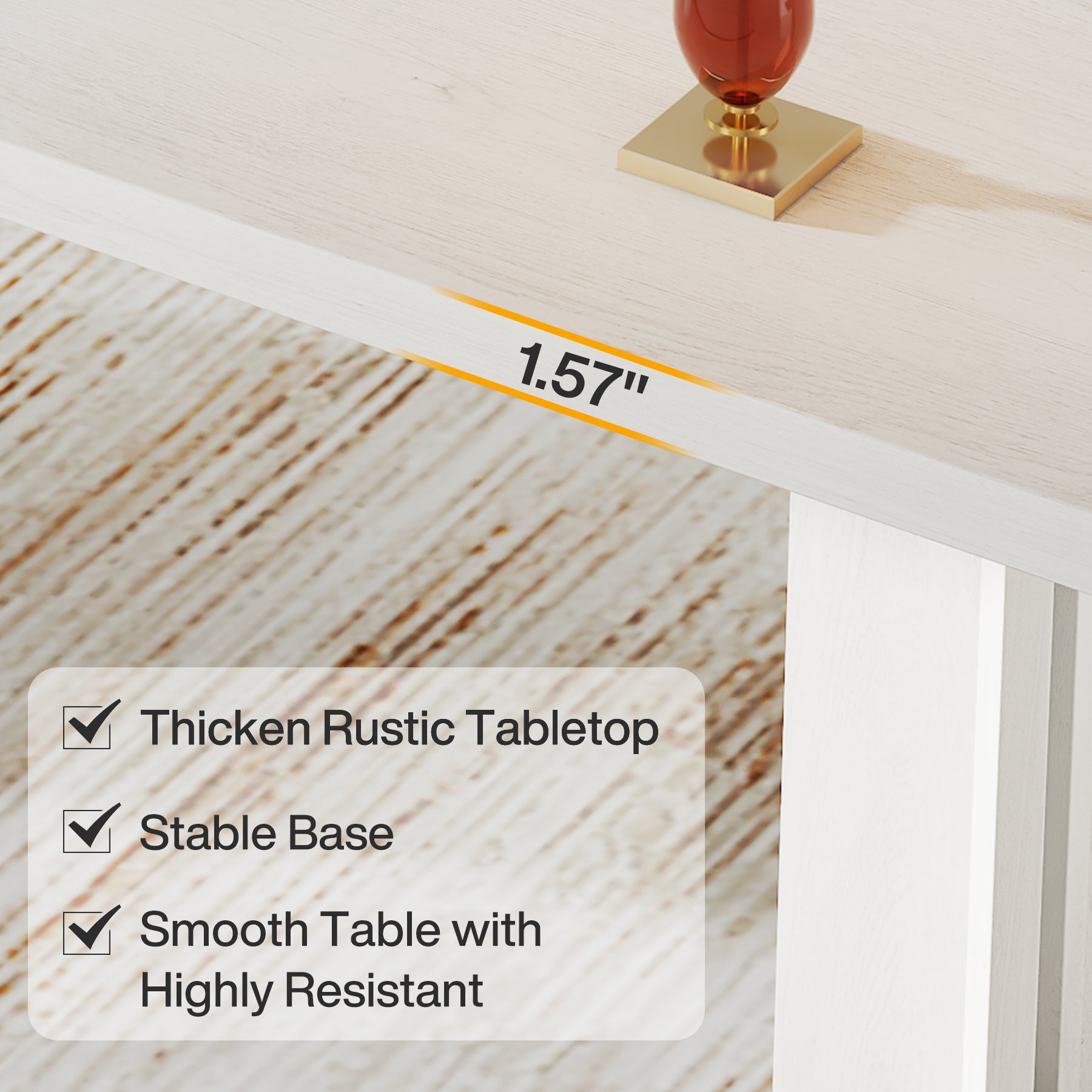 63" Wood Executive Desk, Farmhouse Computer Desk with Large Tabletop