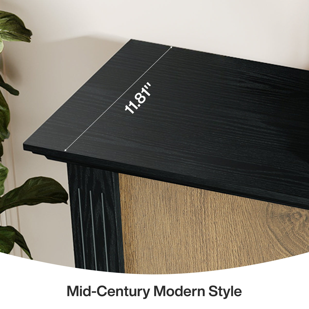 43.3 Inch Narrow Console Table with 3-Tier Storage and Semi-Open Design, Mid-Century Sofa Table for Living Room