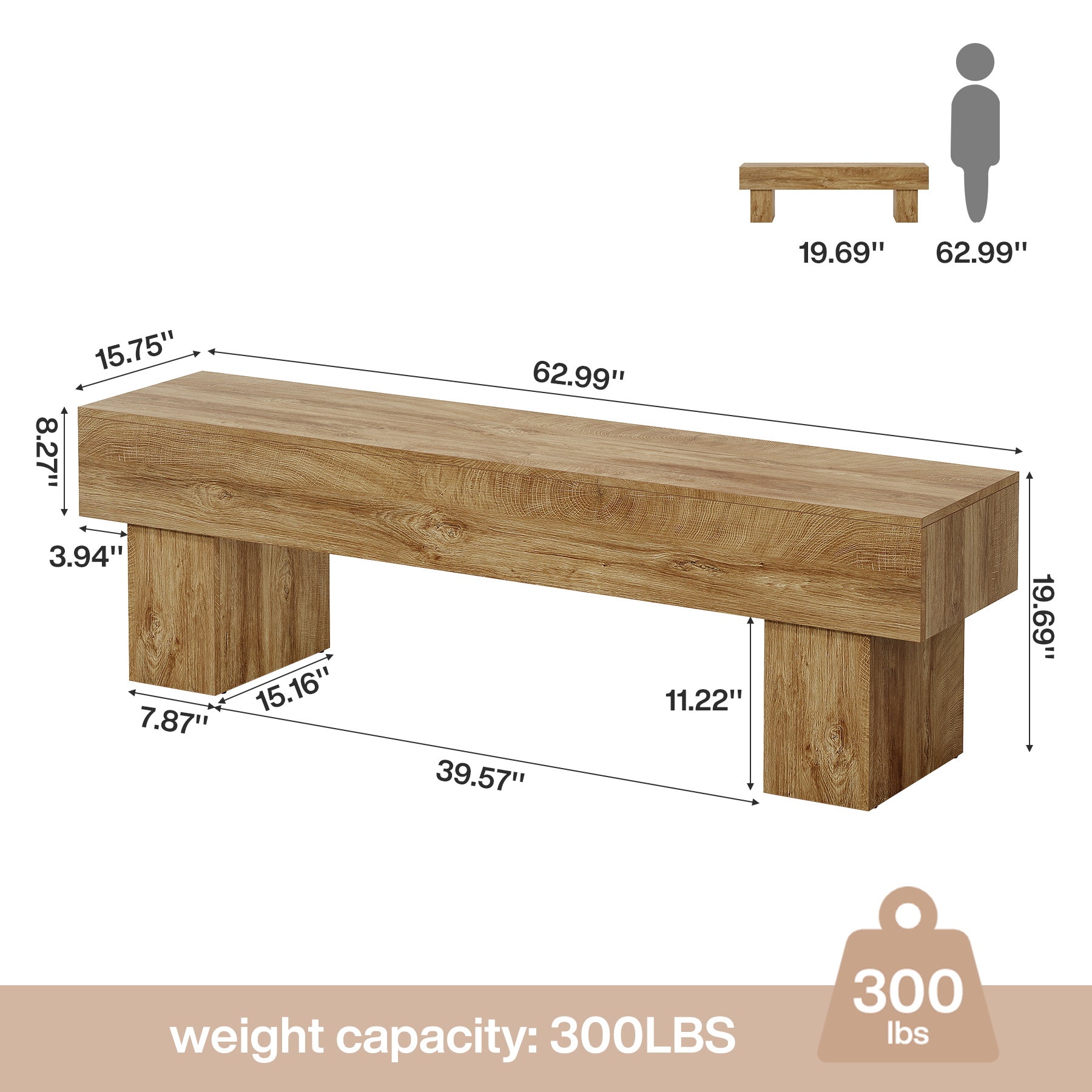 Tribesigns 62.99-Inch End of Bed Bench, Extra Long Farmhouse Wooden Bench with Shoe Storage for Bedroom