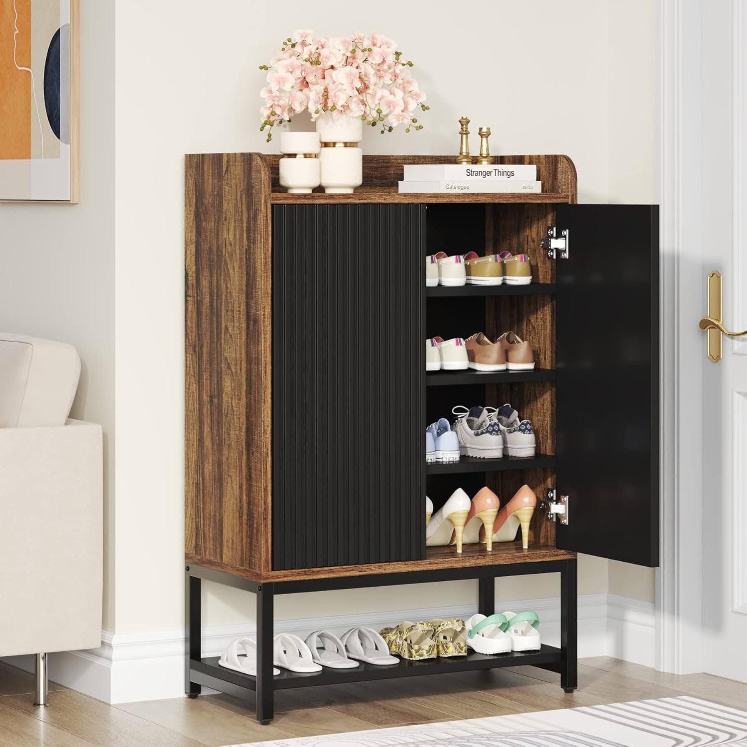 28.74” Shoe Cabinet with Doors, 5-Tier Shoe Storage Organizer for Entryway and Hallway