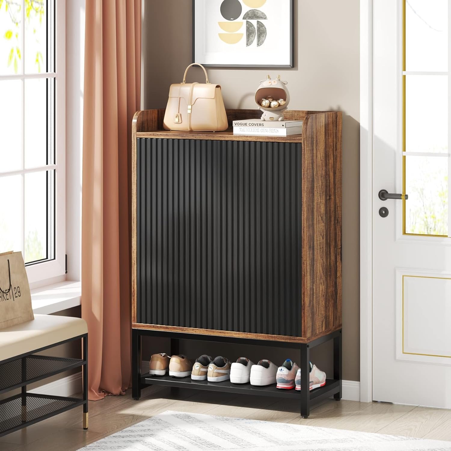 28.74” Shoe Cabinet with Doors, 5-Tier Shoe Storage Organizer for Entryway and Hallway