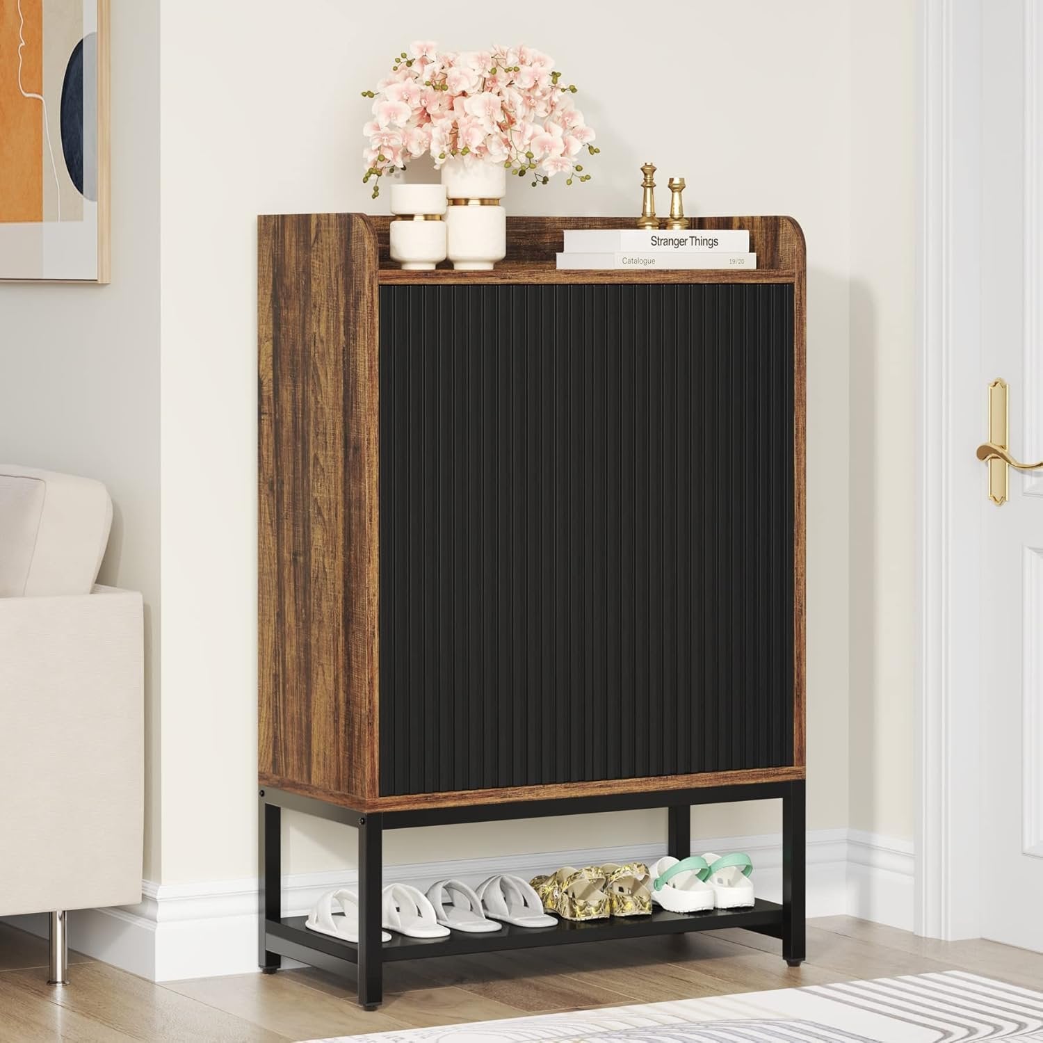 28.74” Shoe Cabinet with Doors, 5-Tier Shoe Storage Organizer for Entryway and Hallway