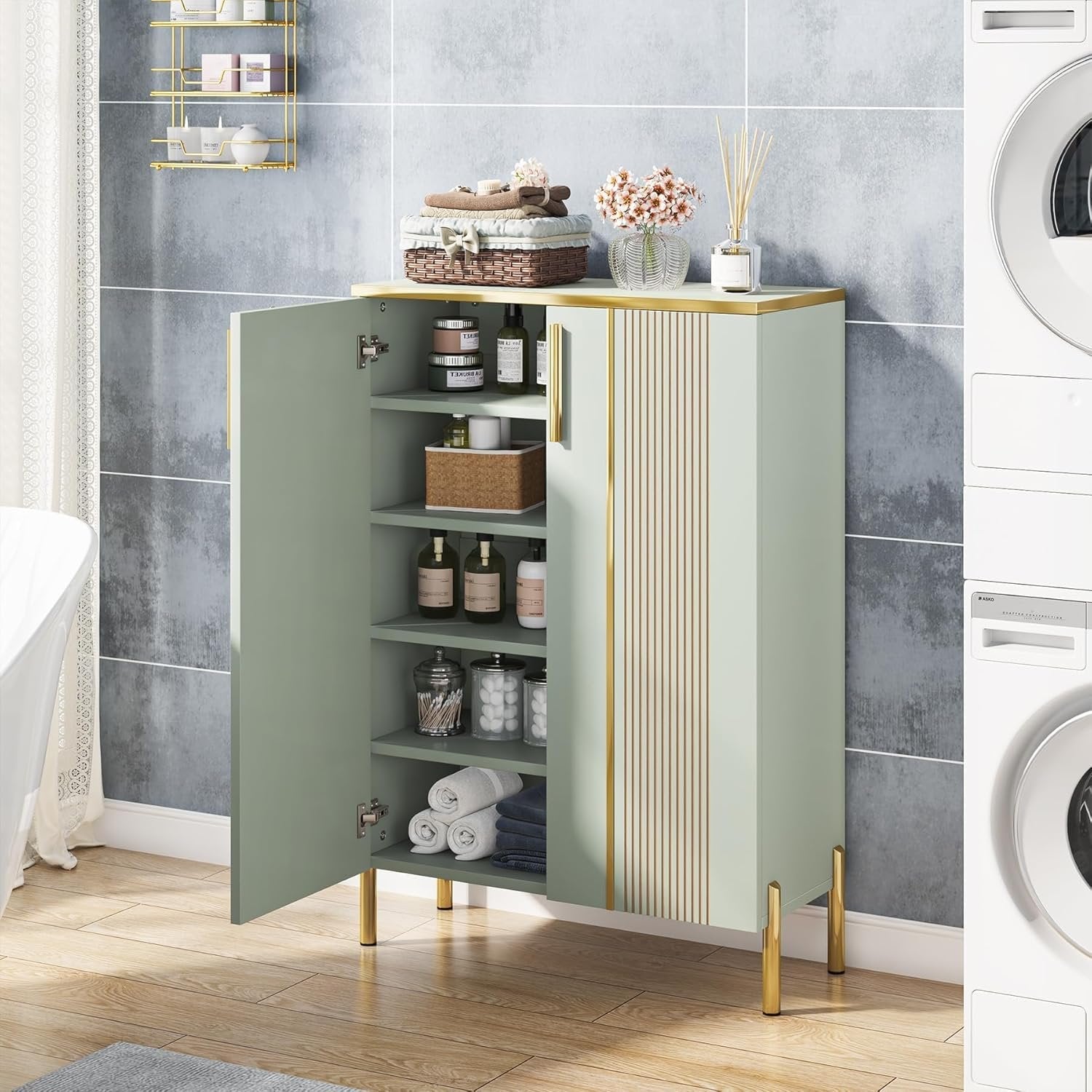 39.37-Inch Shoe Cabinet with Doors, 6-Tier Wooden Storage Organizer with Adjustable Shelves