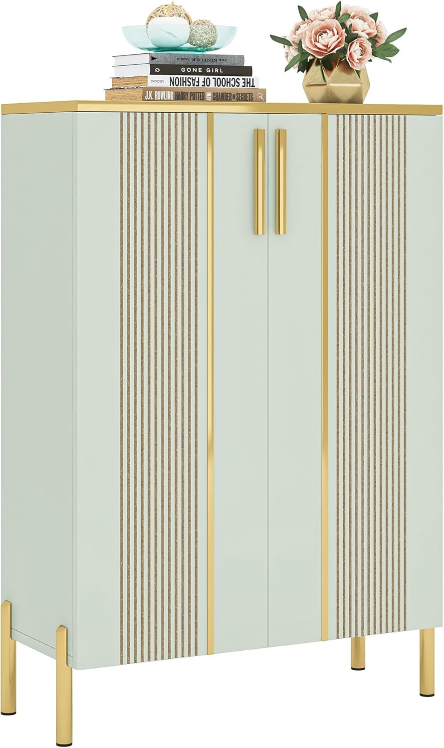 39.37-Inch Shoe Cabinet with Doors, 6-Tier Wooden Storage Organizer with Adjustable Shelves