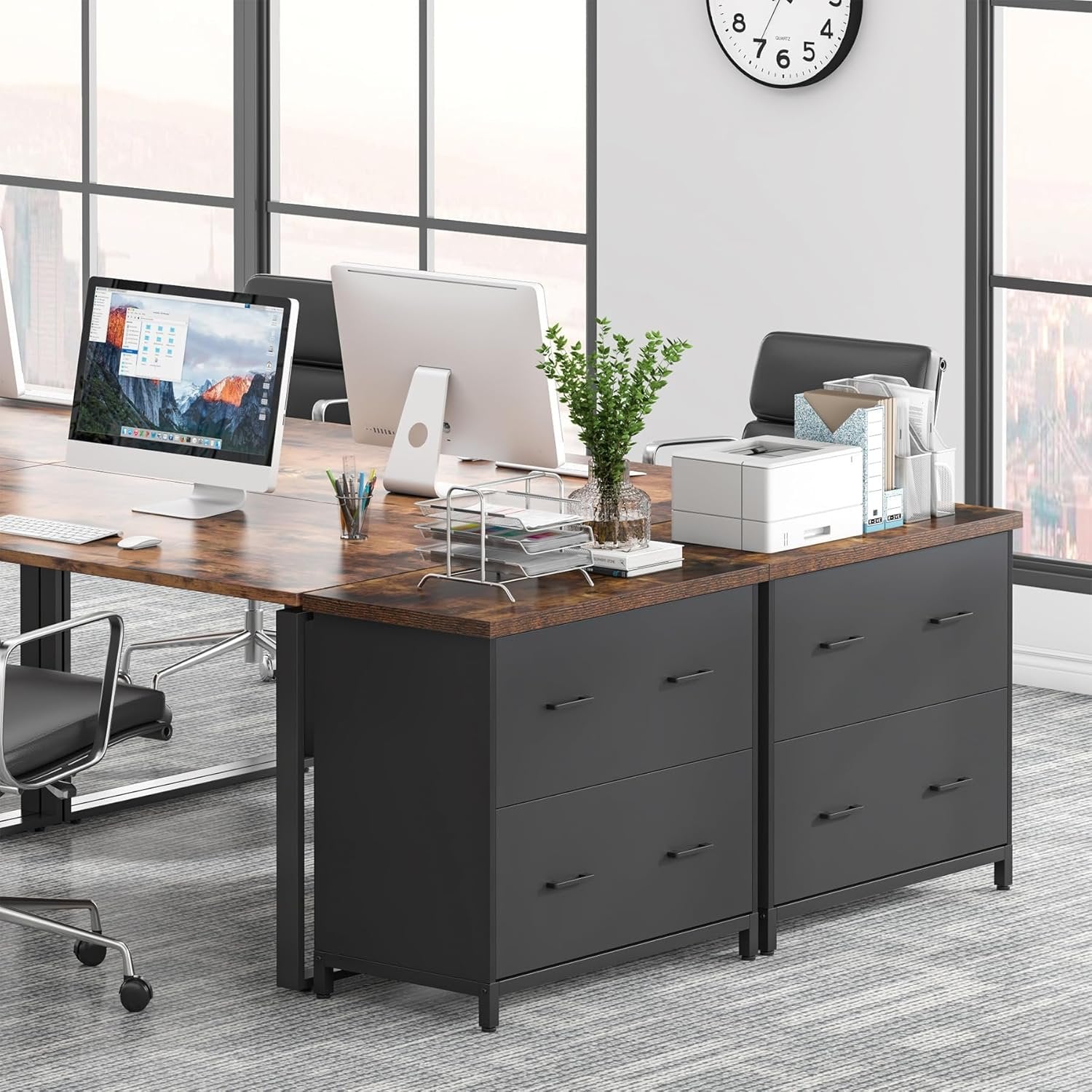 Tribesigns 2-Drawer Wooden File Cabinet, Compact Lateral Organizer for A4 and Letter Sizes