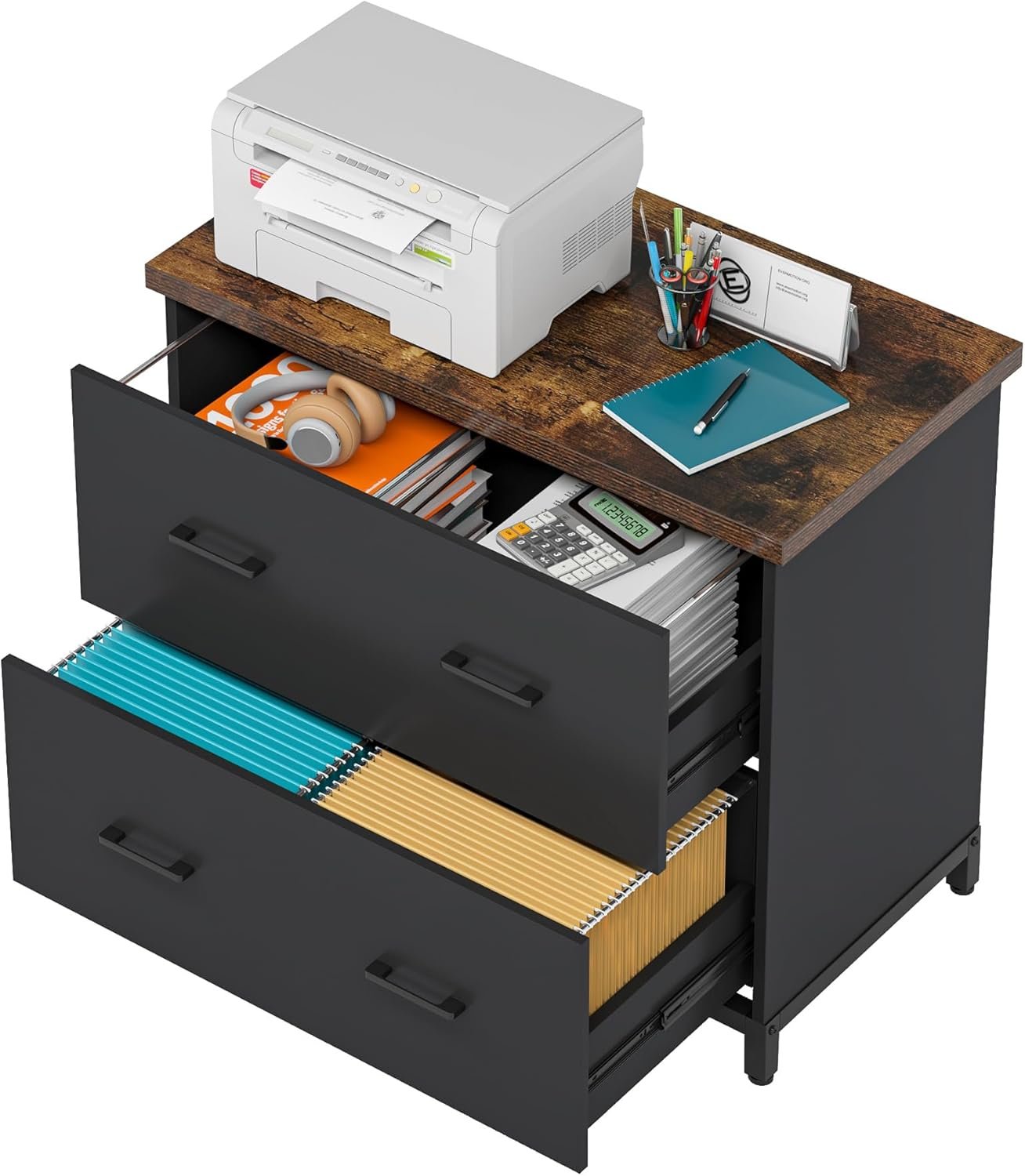Tribesigns 2-Drawer Wooden File Cabinet, Compact Lateral Organizer for A4 and Letter Sizes