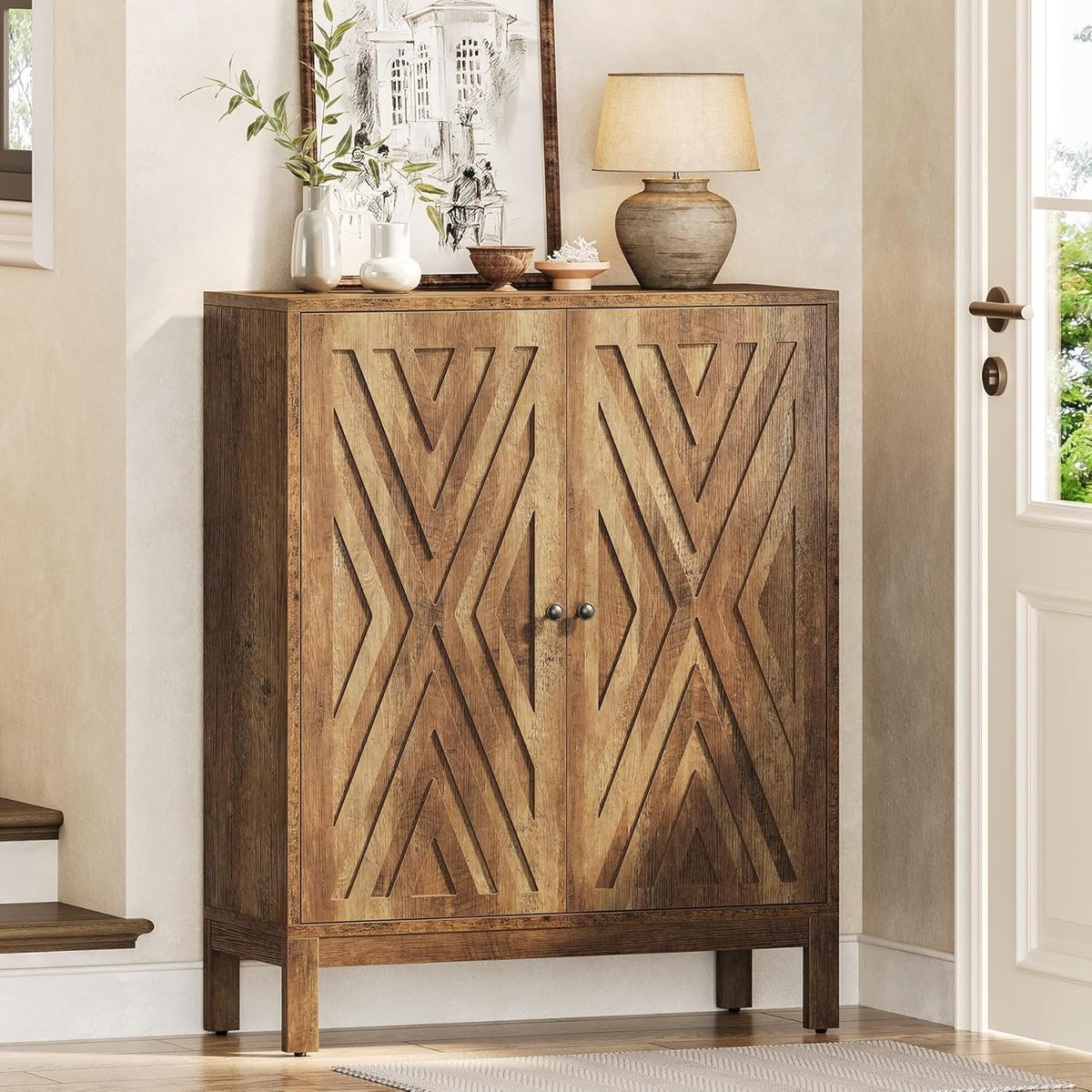 5-Tier Shoe Cabinet for Entryway, Brown Wooden Organizer with Adjustable Shelves