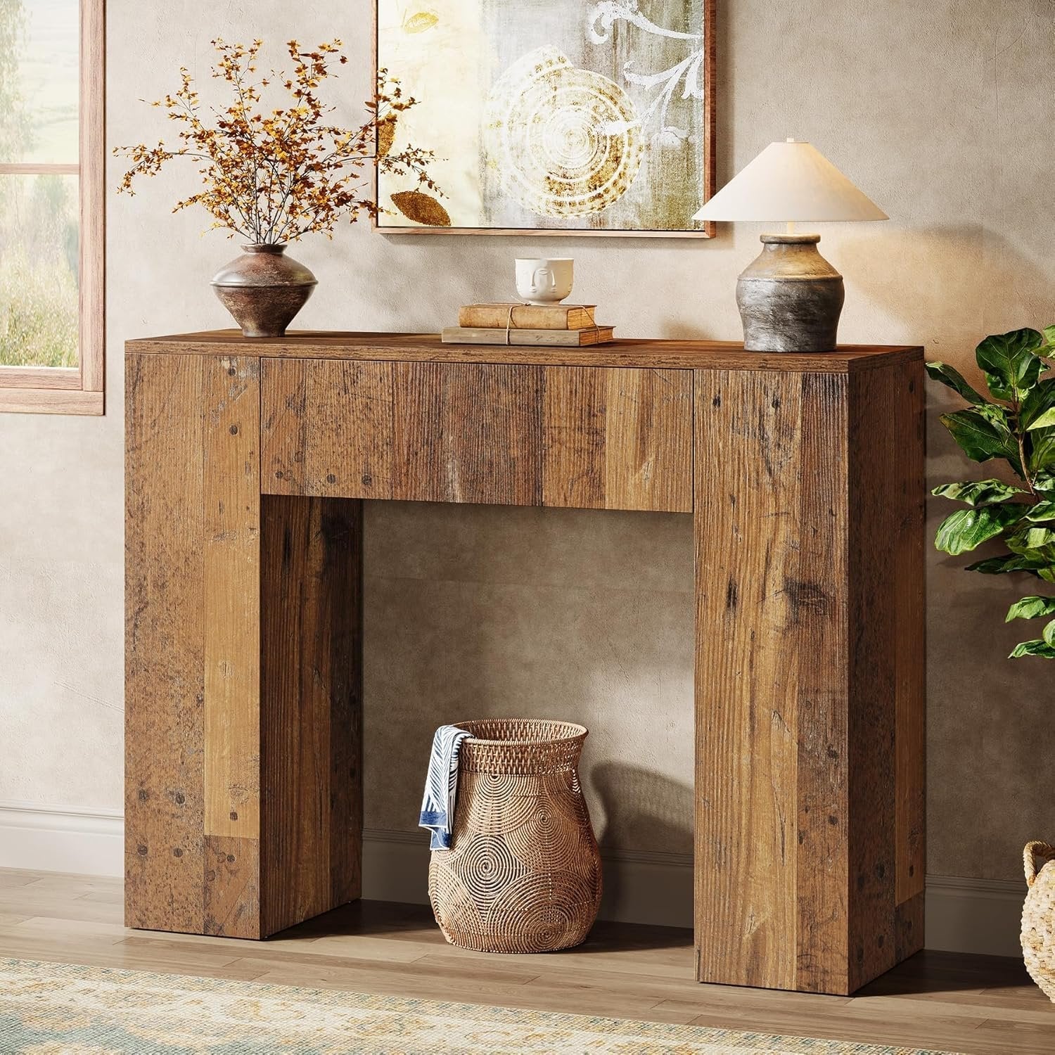 Tribesigns 39'' Farmhouse Console Table, Narrow Sofa Table with Drawer
