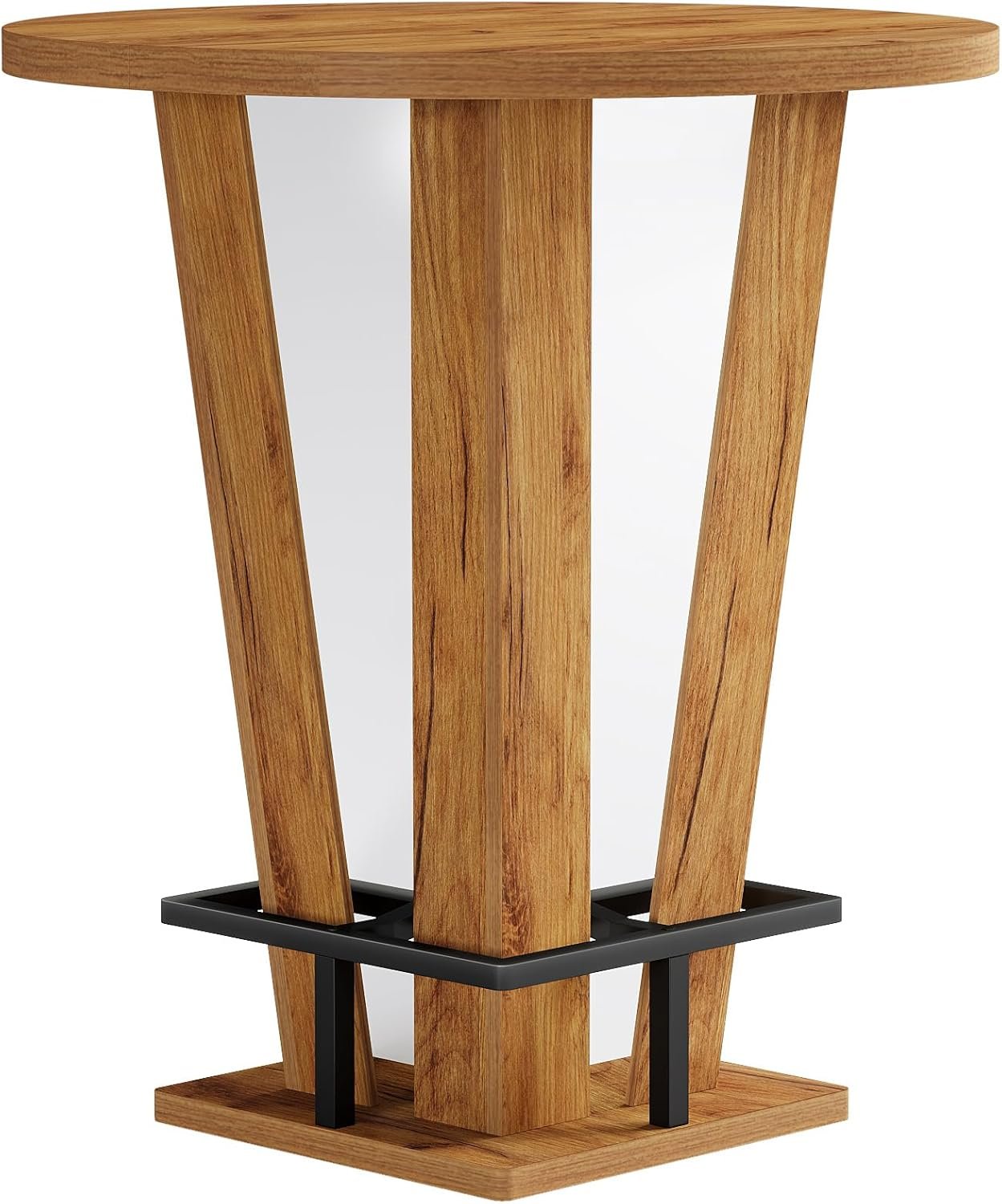 Tribesigns 39.4 Inch High Round Bar Table, With Metal Footrest for Living Room and Small Spaces