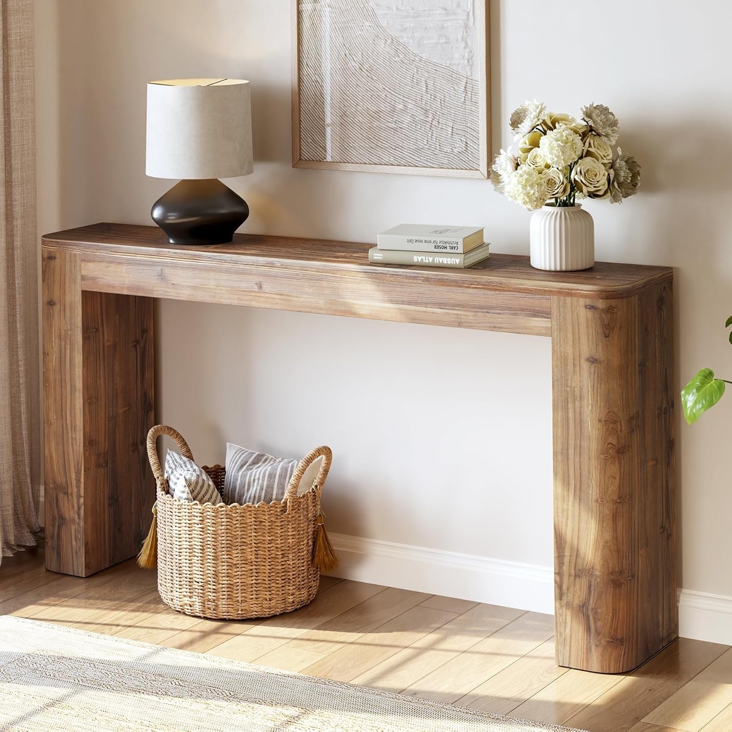 63-Inch Solid Wood Versatile Entryway Console Table