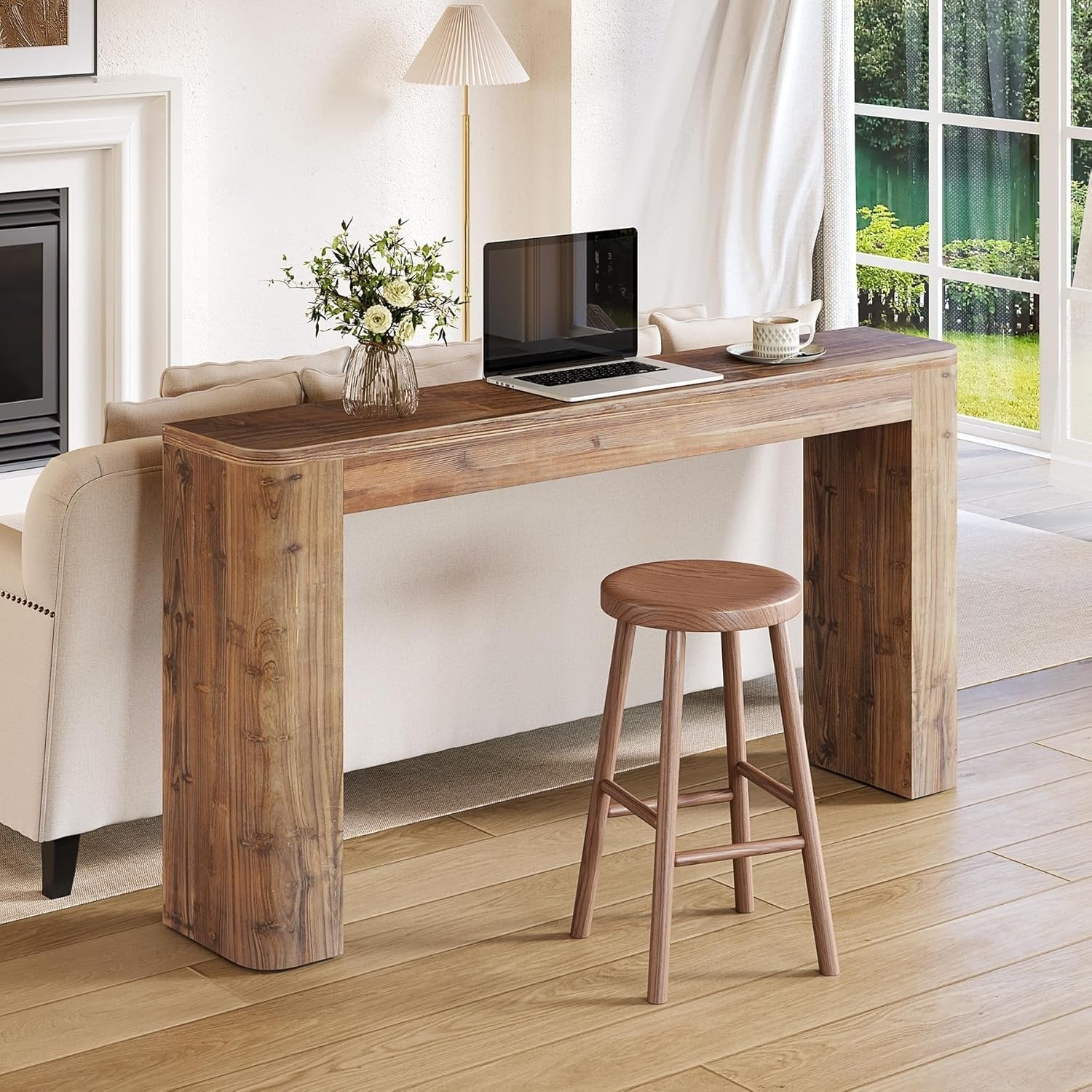 63-Inch Solid Wood Versatile Entryway Console Table