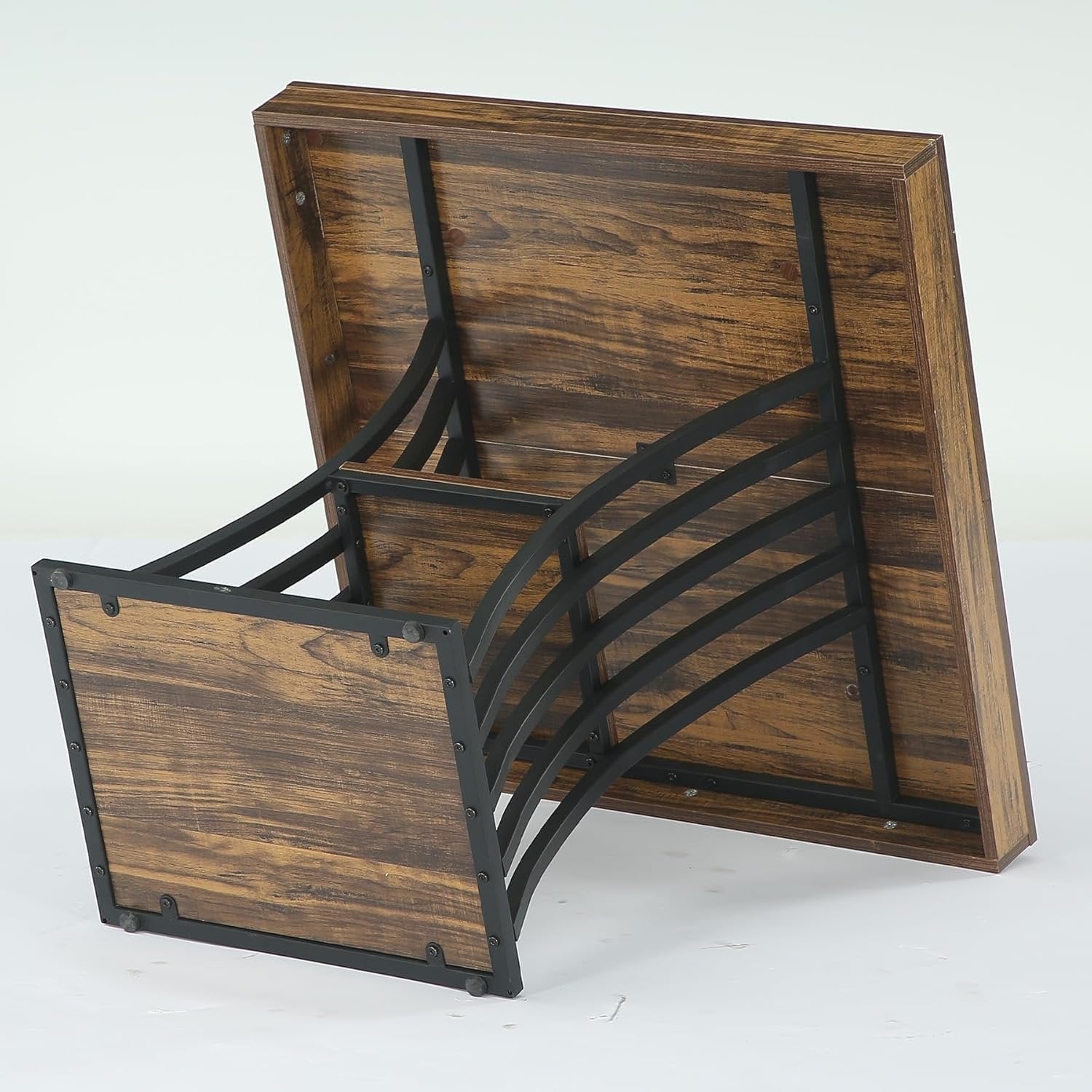 Tribesigns Industrial Dining Table with Metal Base, 31.5 Inch Kitchen Table in Brown and Black for Small Spaces