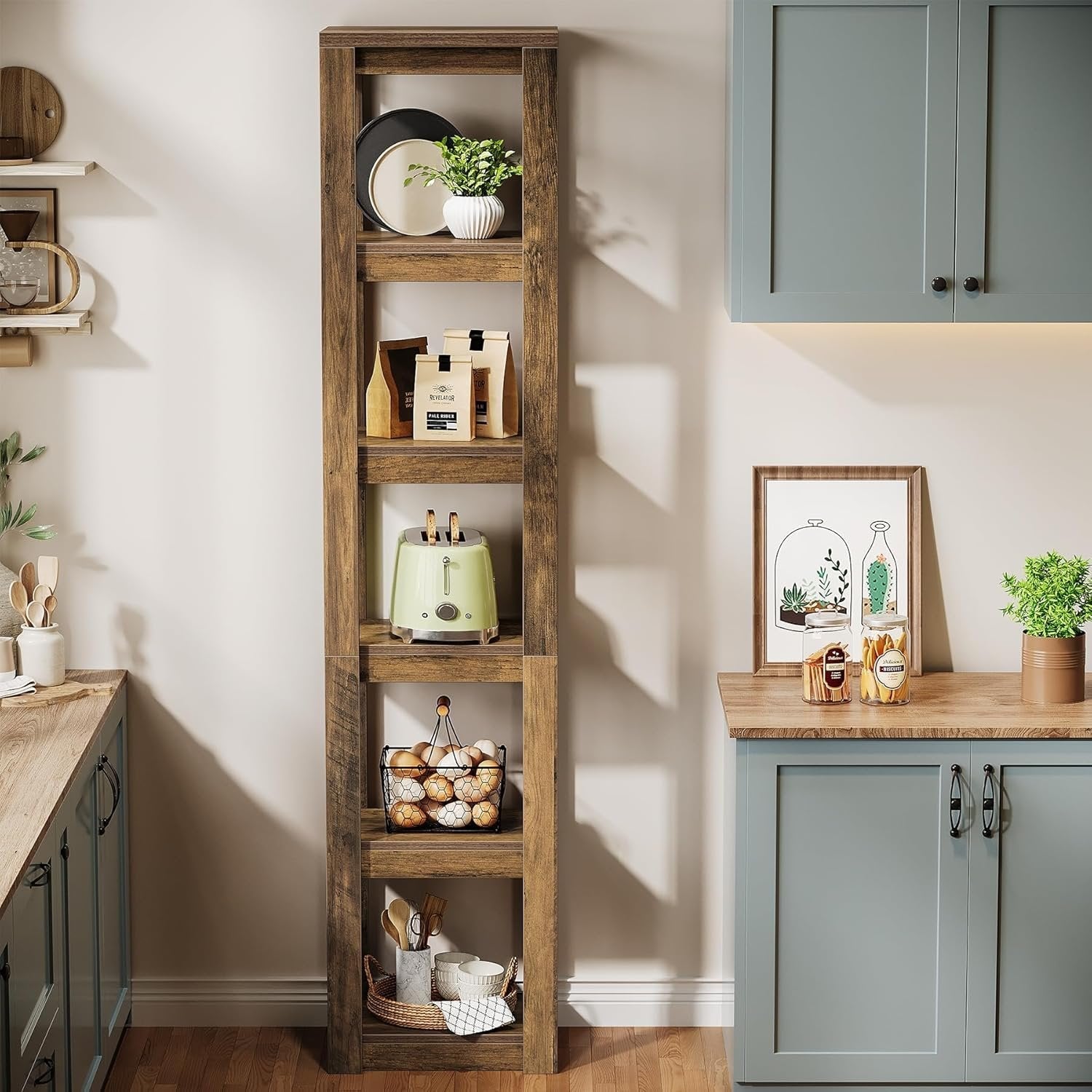 70.86-Inch Tall 6-Tier Bookcase, Freestanding Narrow Storage Shelf for Home Office