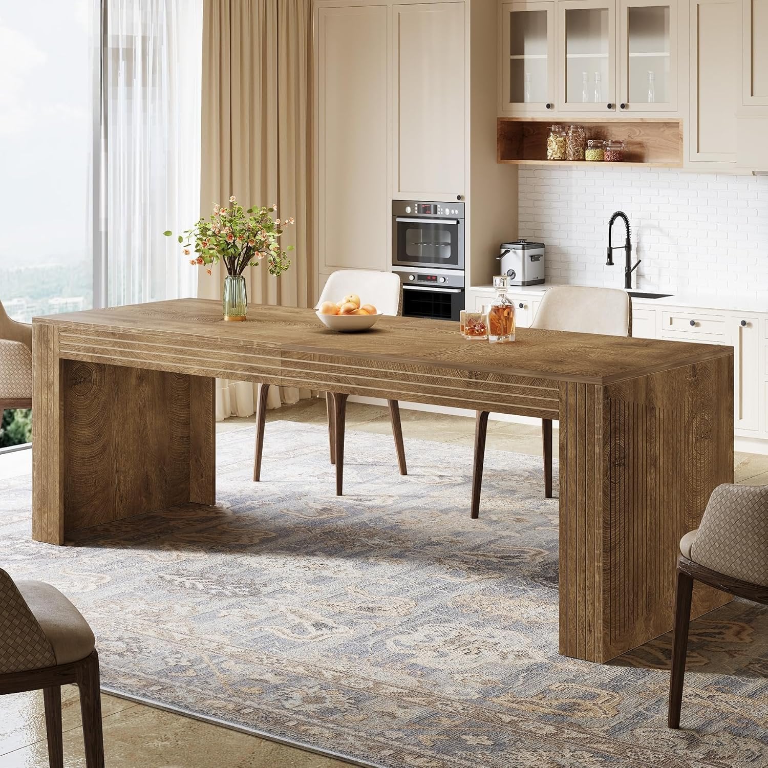 78.7" Large Dining Table for 8 Seater, Modern Rectangular Wooden Table