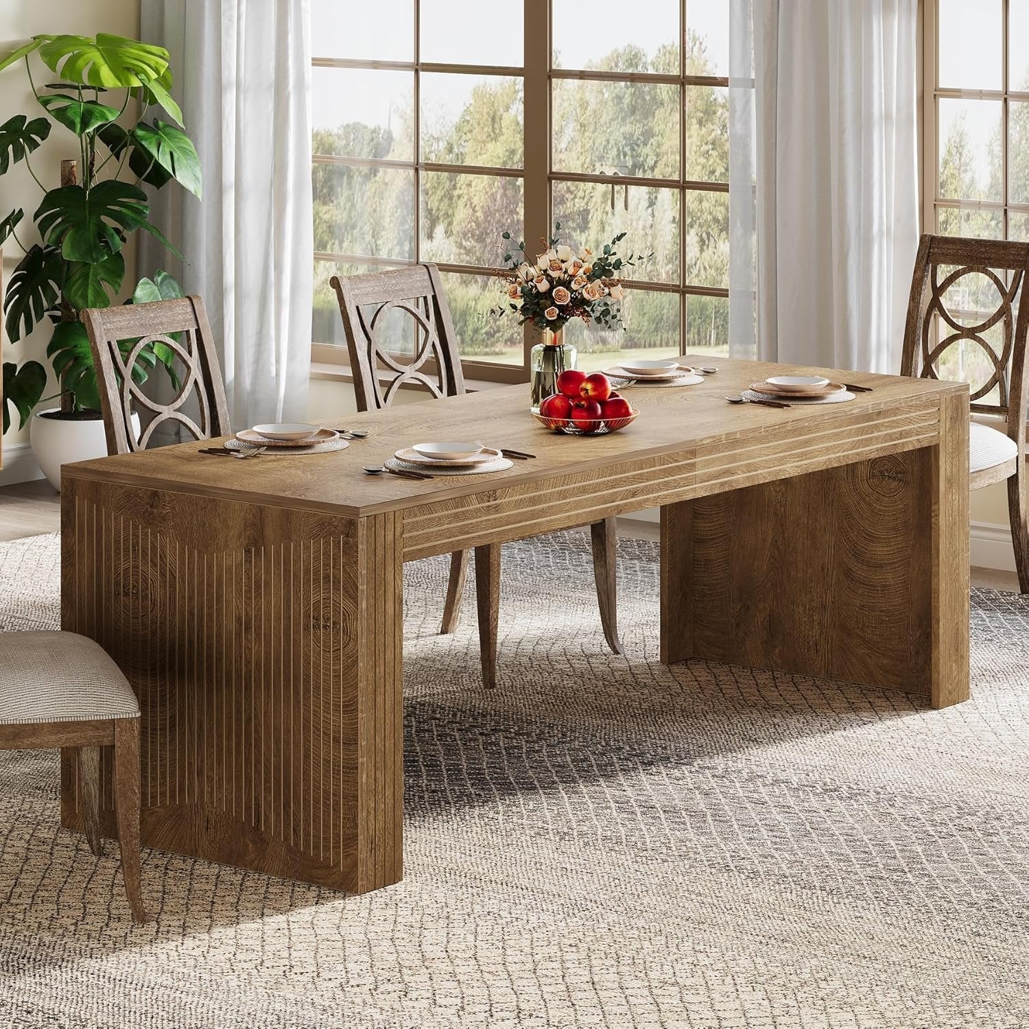 78.7" Large Dining Table for 8 Seater, Modern Rectangular Wooden Table