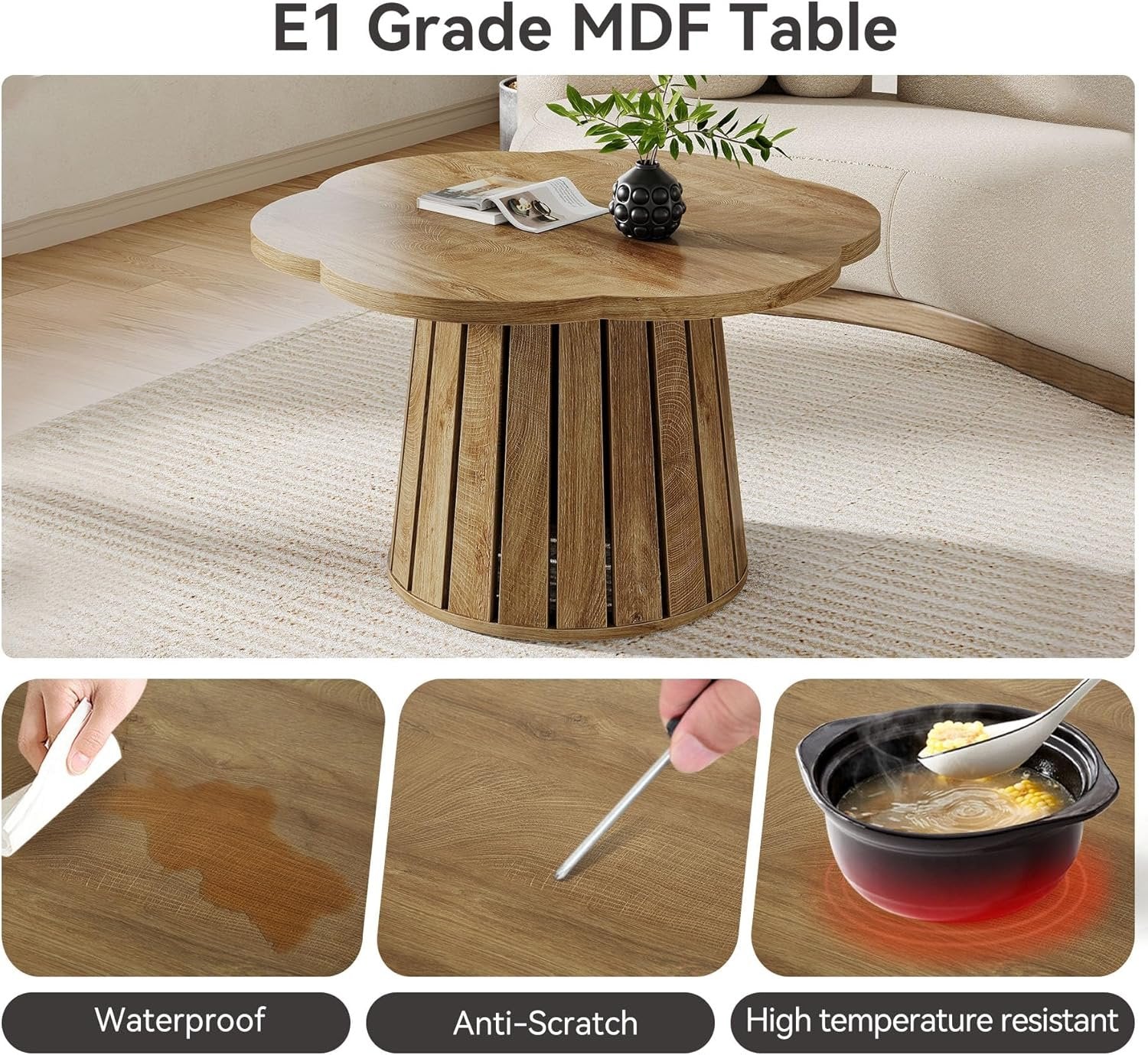 33.5 Inch Circle Center Table for Small Space Living Room and Apartment