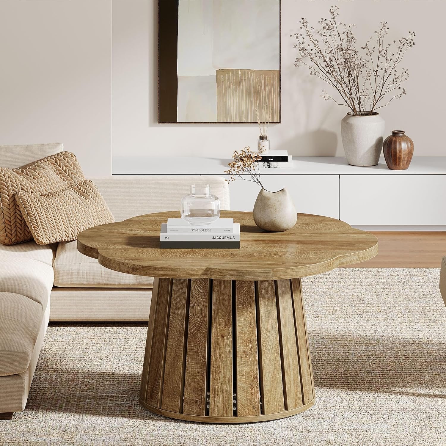 33.5 Inch Circle Center Table for Small Space Living Room and Apartment