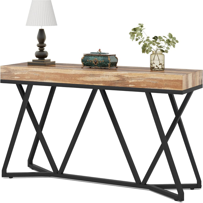 Farmhouse Console Table, 55" Sofa Table Wood Entryway Table