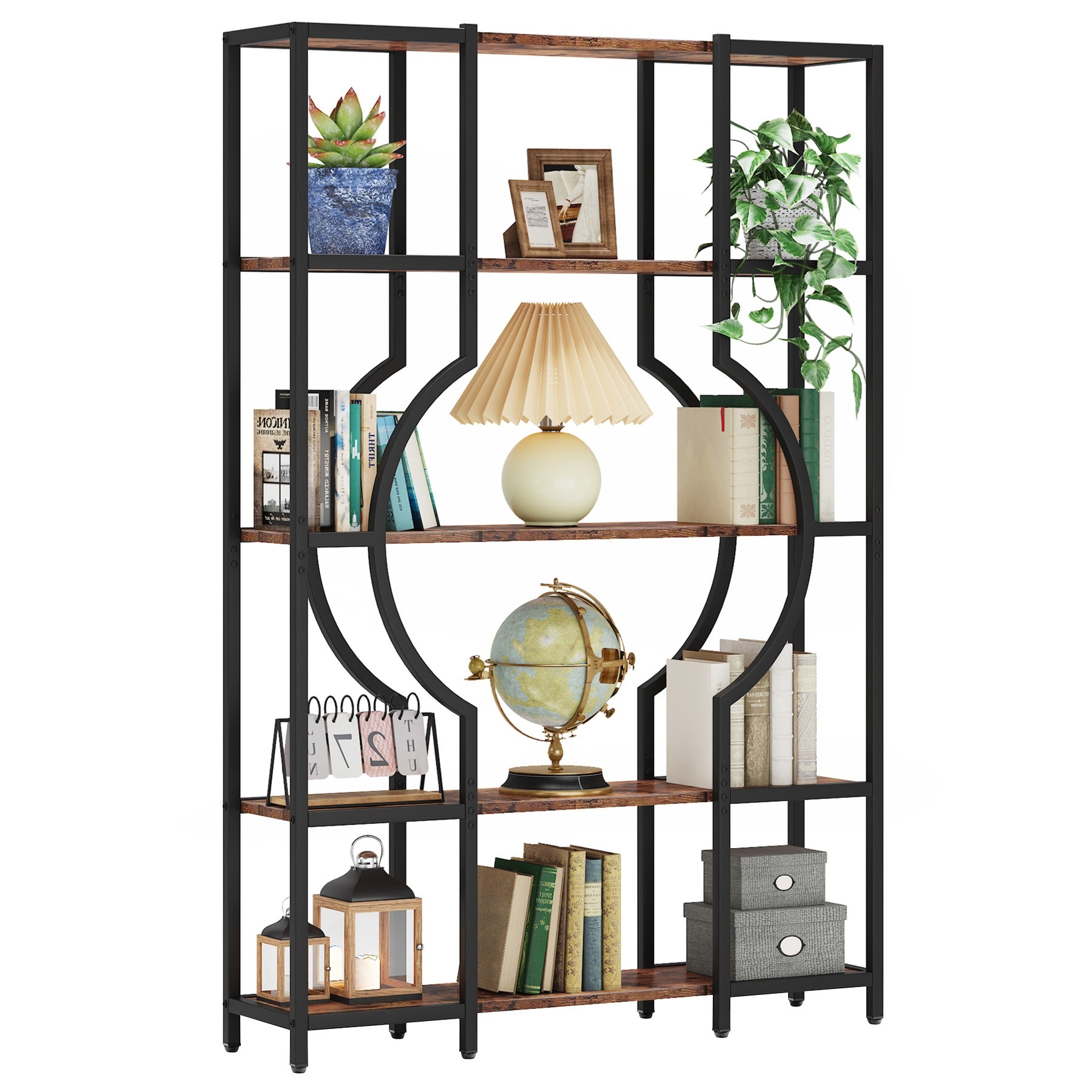 Industrial 5-Tier Bookshelf for Home Office, Modern Bookcase Shelving Unit