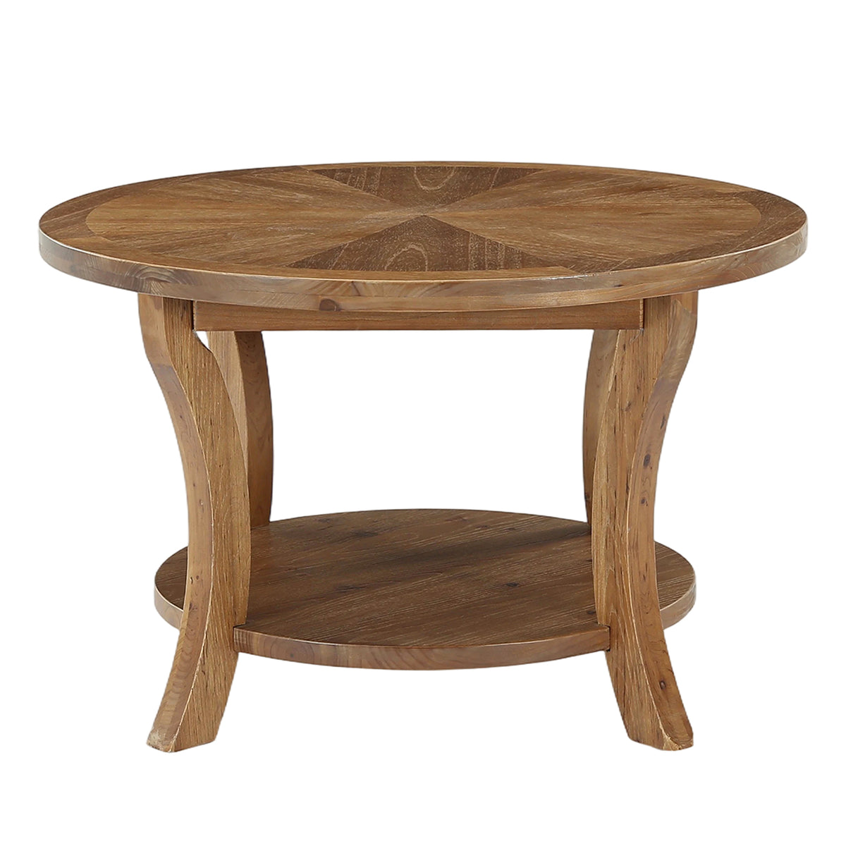 Tribesigns 31.5-Inch Round Coffee Table, Solid Wood Table with Shelf