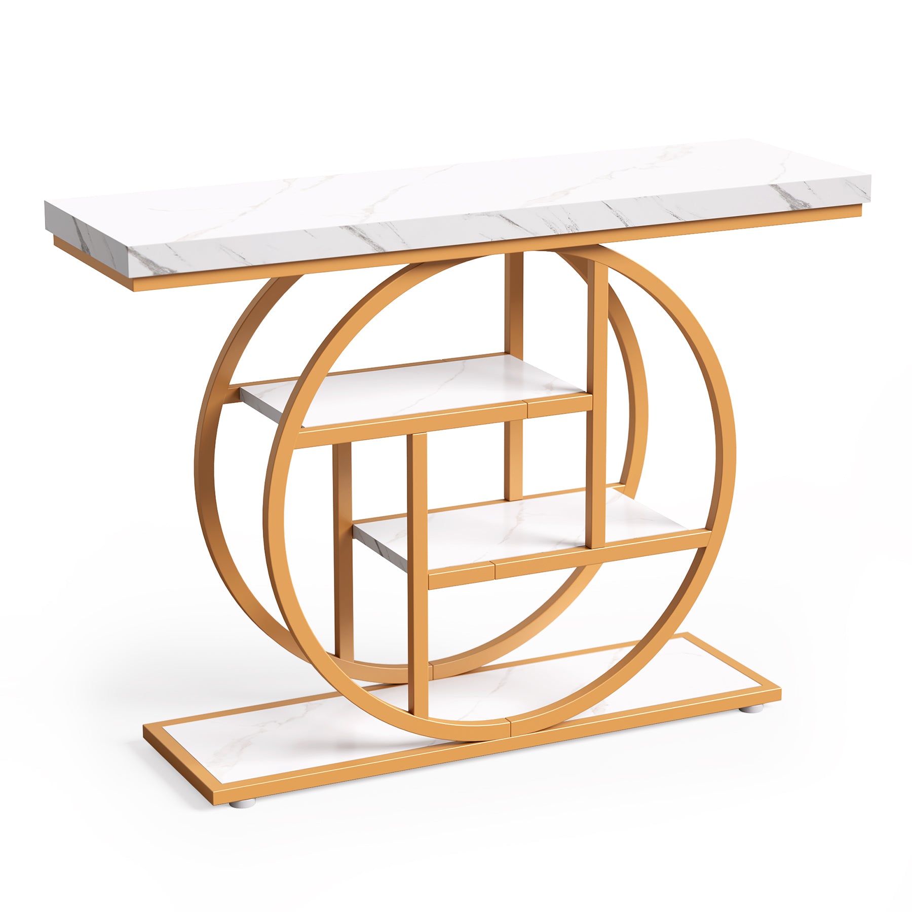 Tribesigns Industrial 4-Tier Sofa Table - 41.3" Console Table with Storage Shelves