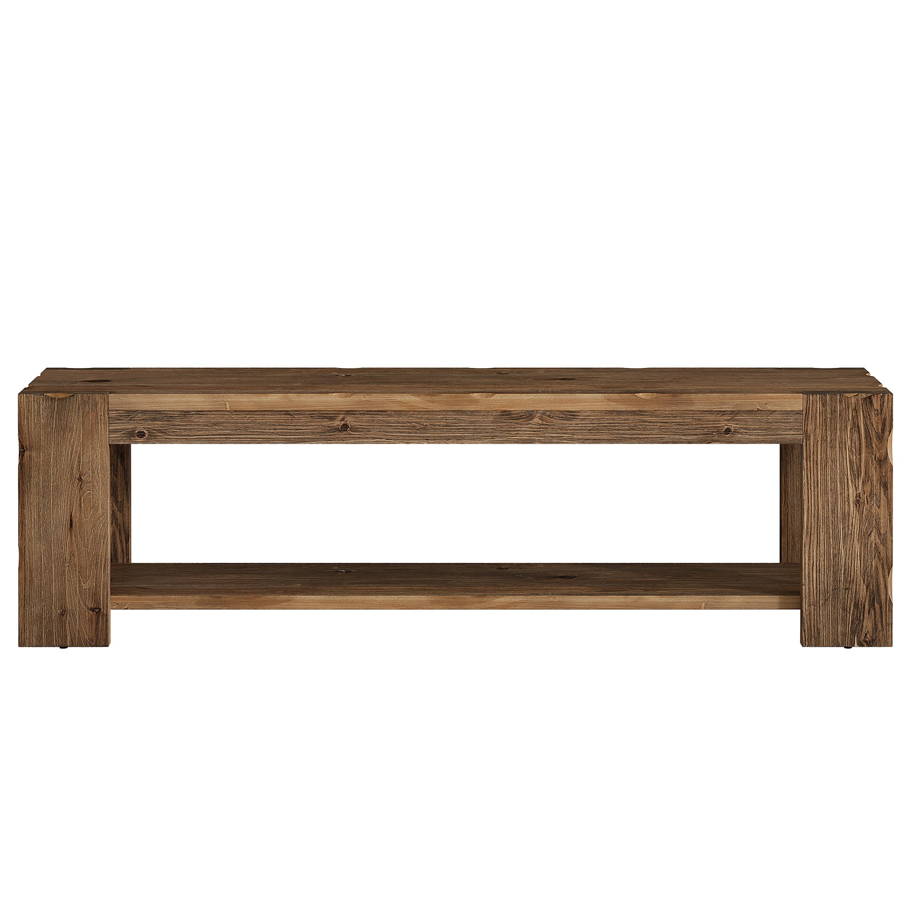 Tribesigns 55.12 Inch Solid Wood Entryway Bench with Storage Shelf, Rustic Shoe Bench for Hallway