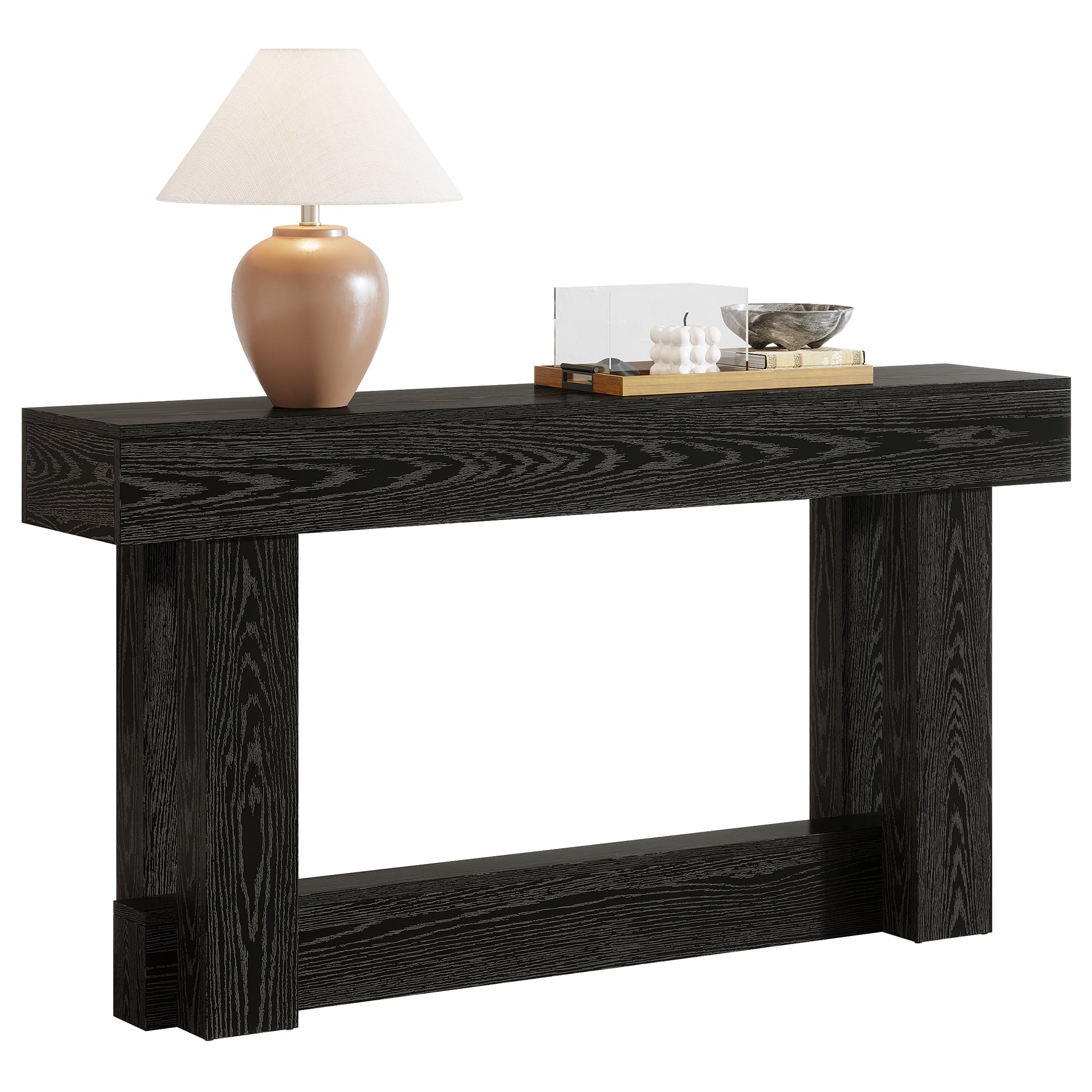 62.99 Inch Wood Console Table, 2-Tier Narrow Long Farmhouse Entryway Table
