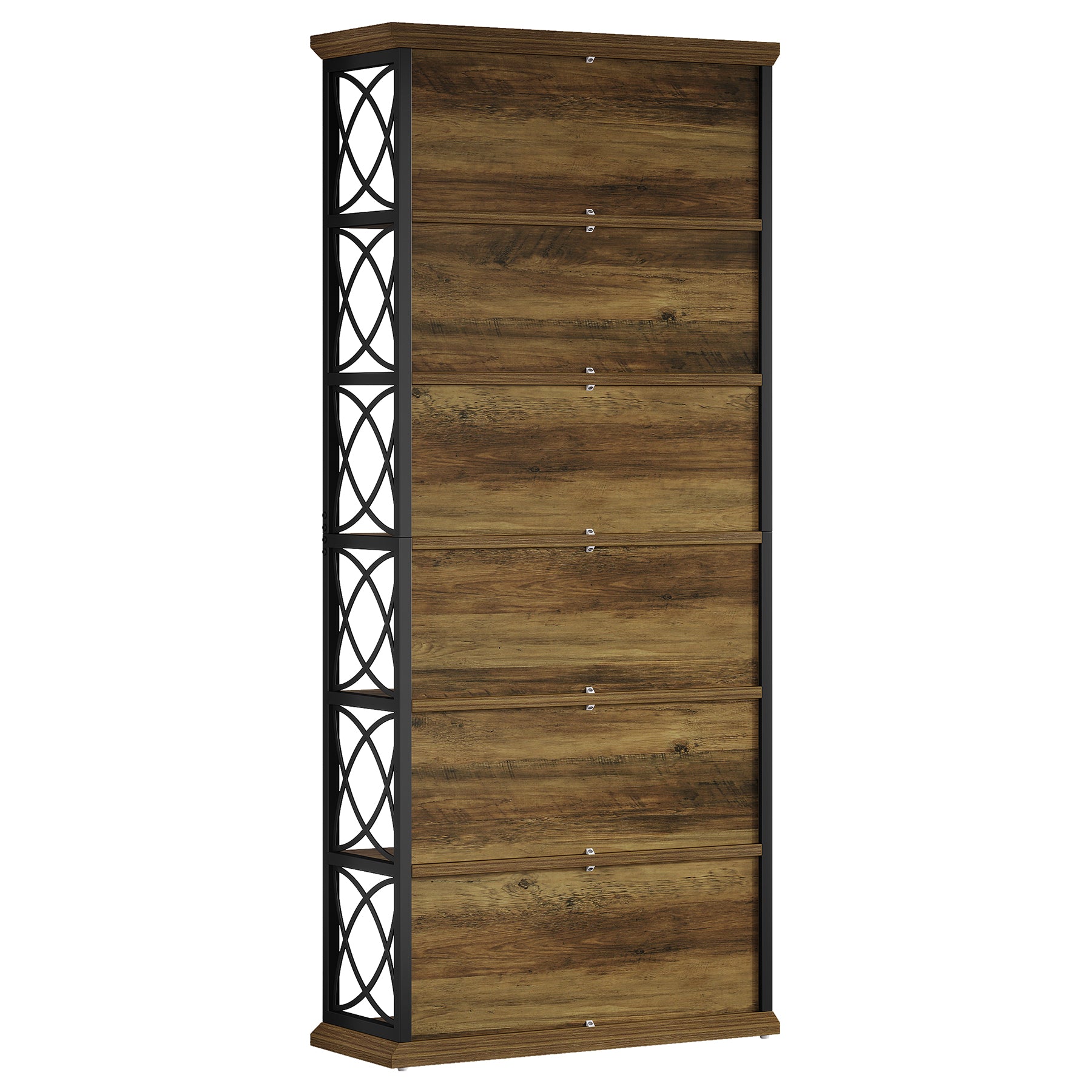 72.83-Inch Industrial Bookshelf with 320 lb Capacity, 6-Tier Wood and Metal Bookcase for Home Office