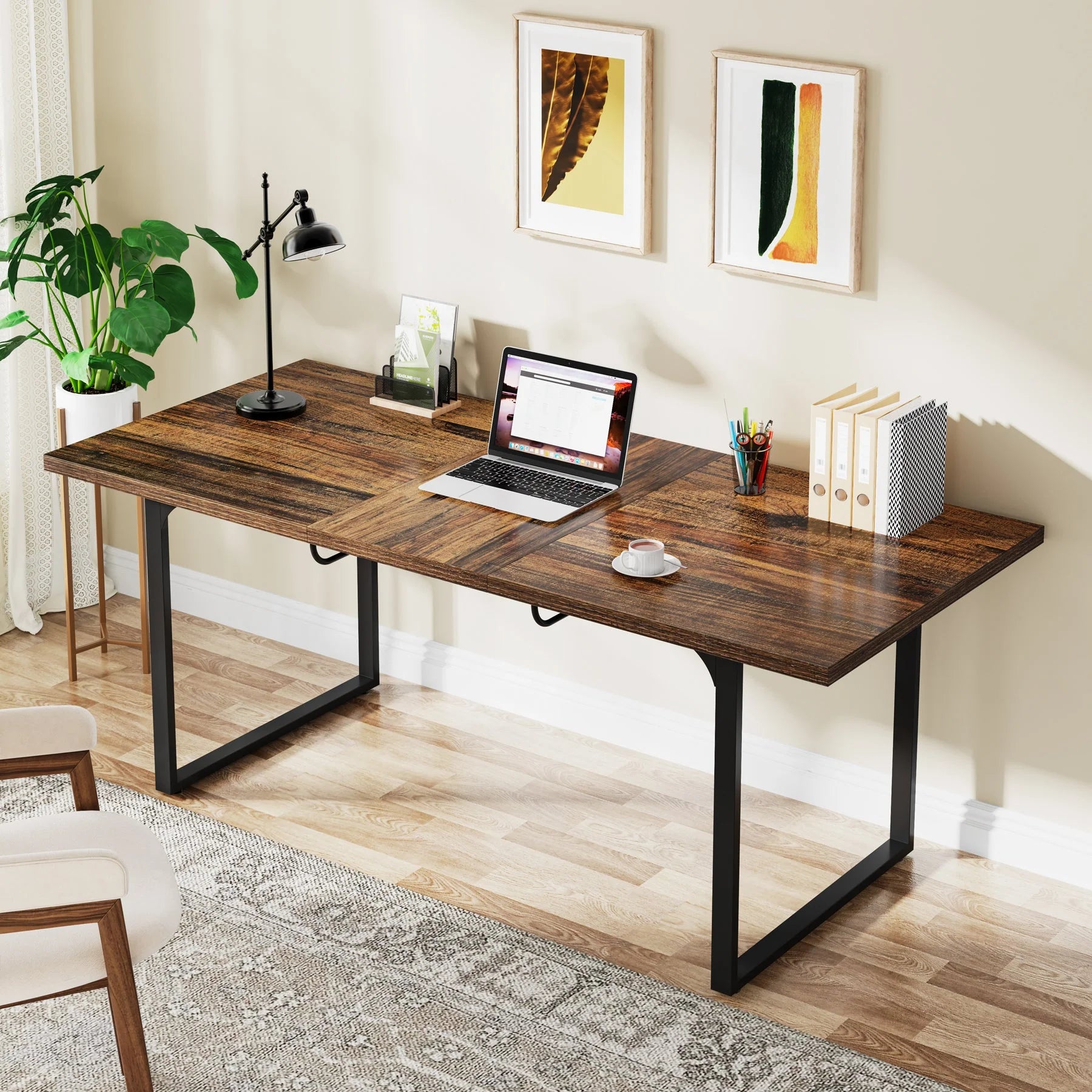 Extendable Executive Table, 63"-78" Computer Desk Office Desk