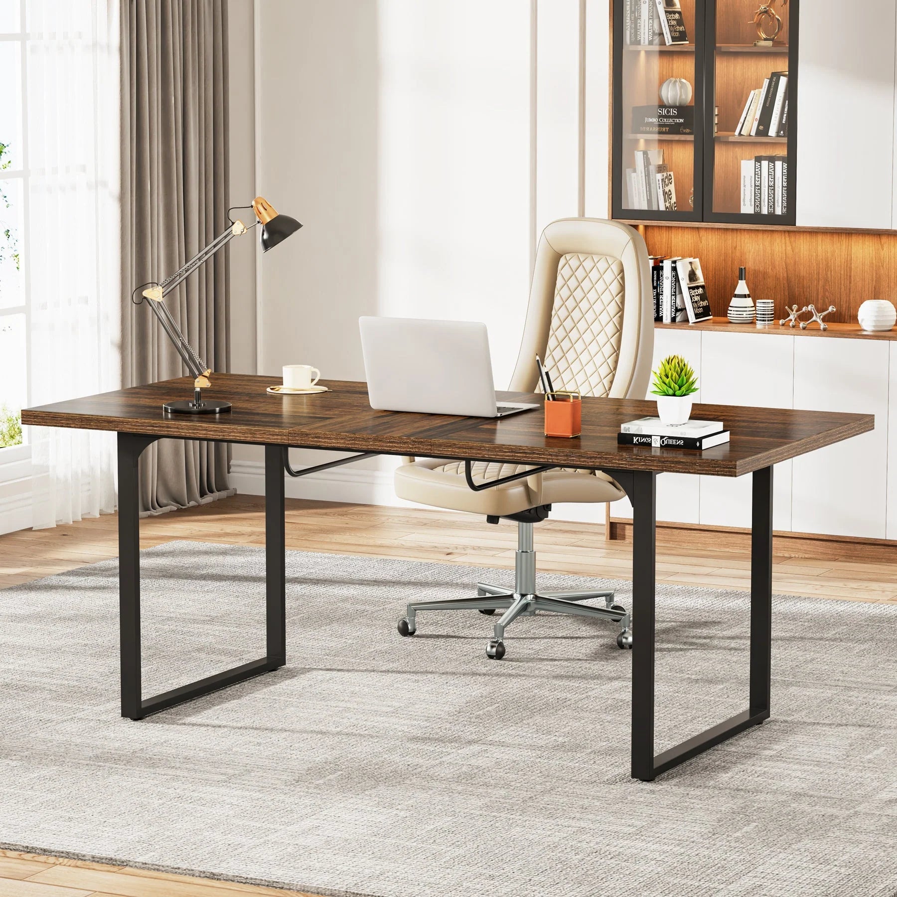 Extendable Executive Table, 63"-78" Computer Desk Office Desk