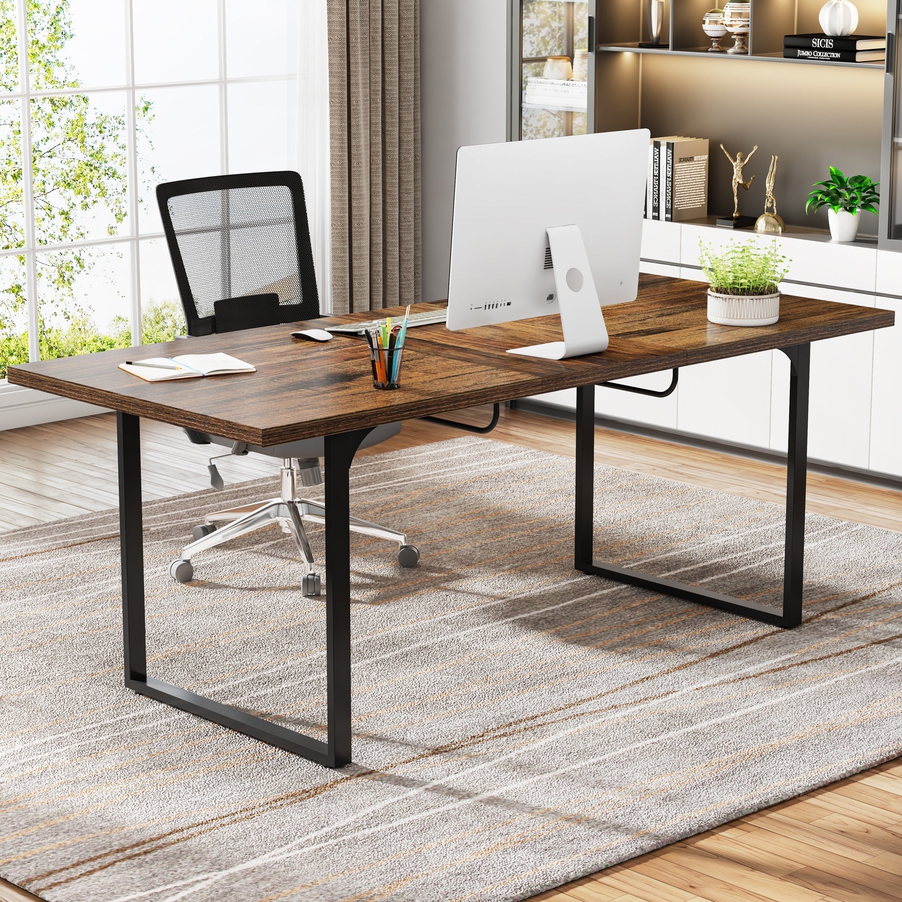 Extendable Executive Table, 63"-78" Computer Desk Office Desk