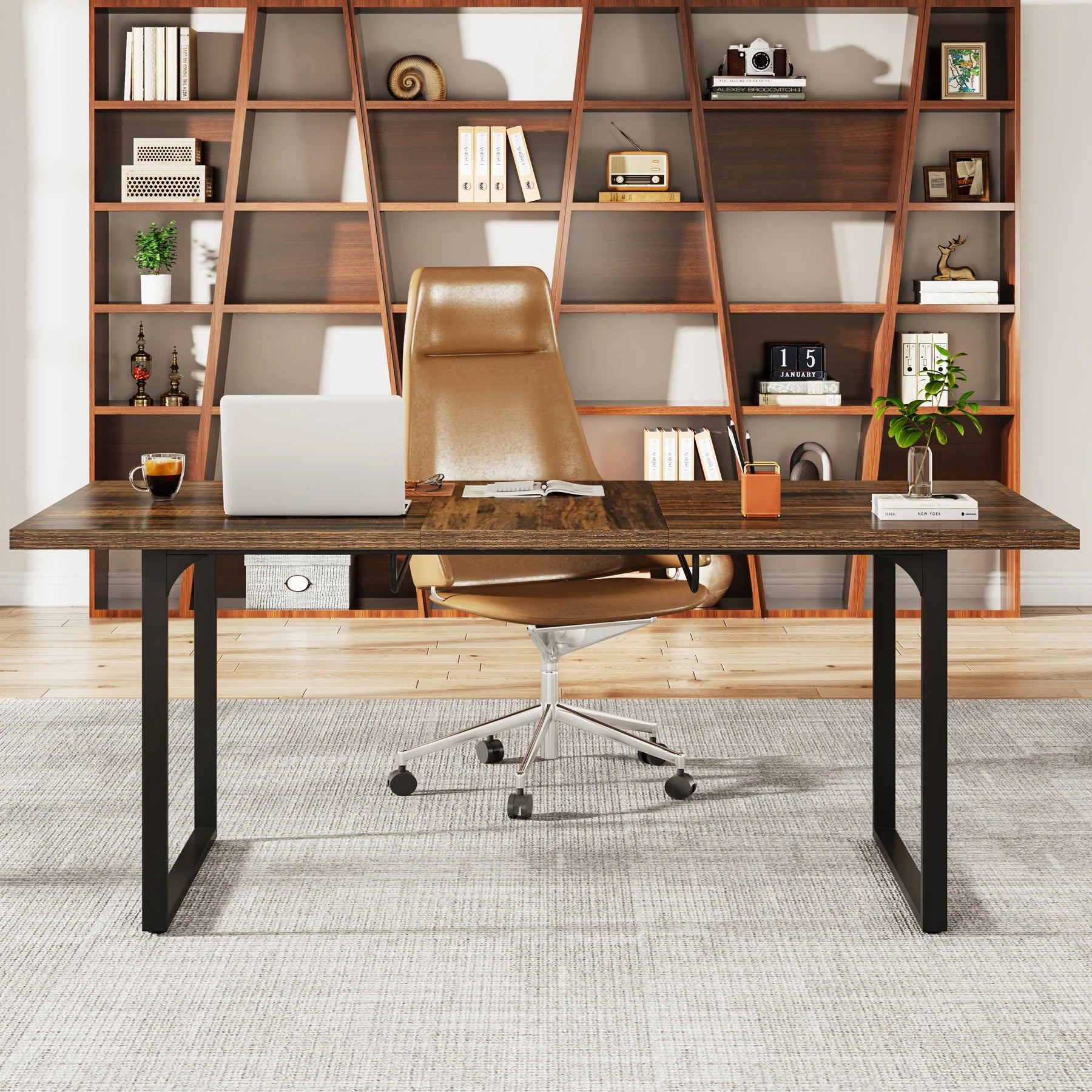 Extendable Executive Table, 63"-78" Computer Desk Office Desk
