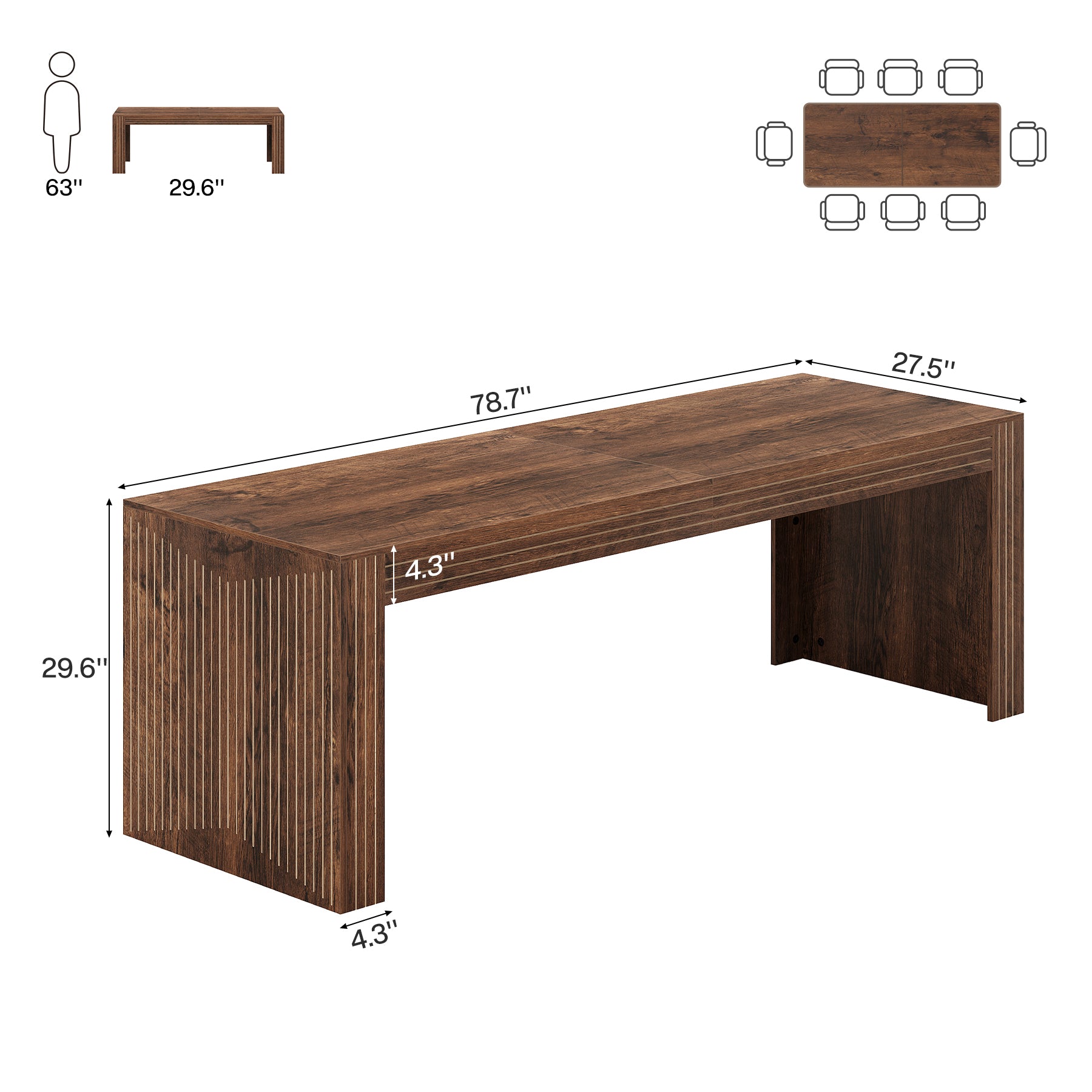 78" Extra Long Desk, Two Person Home Office Desk in Natural