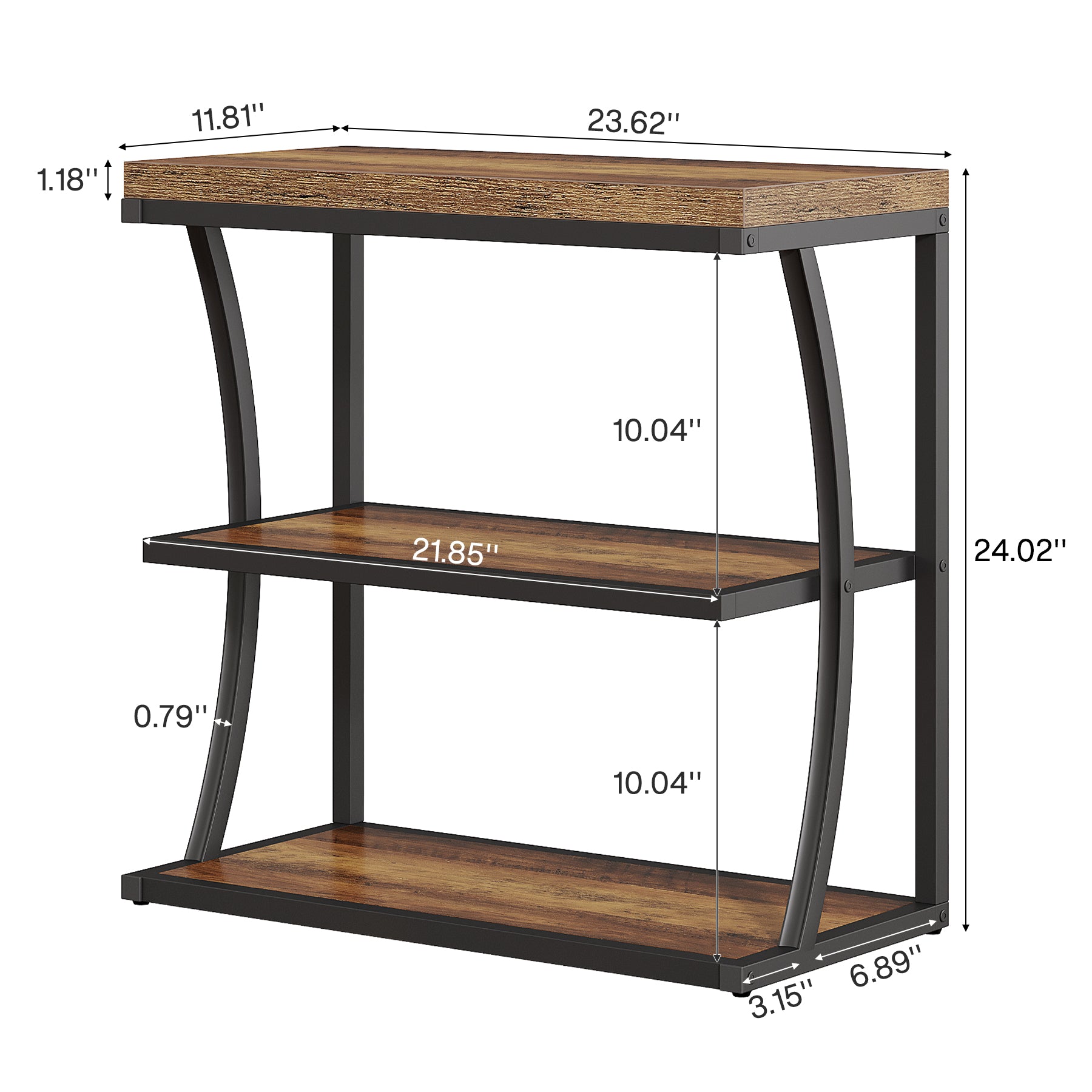 Tribesigns 23.62" Narrow Side Table, Small Metal and Wood Bedside Table with Storage