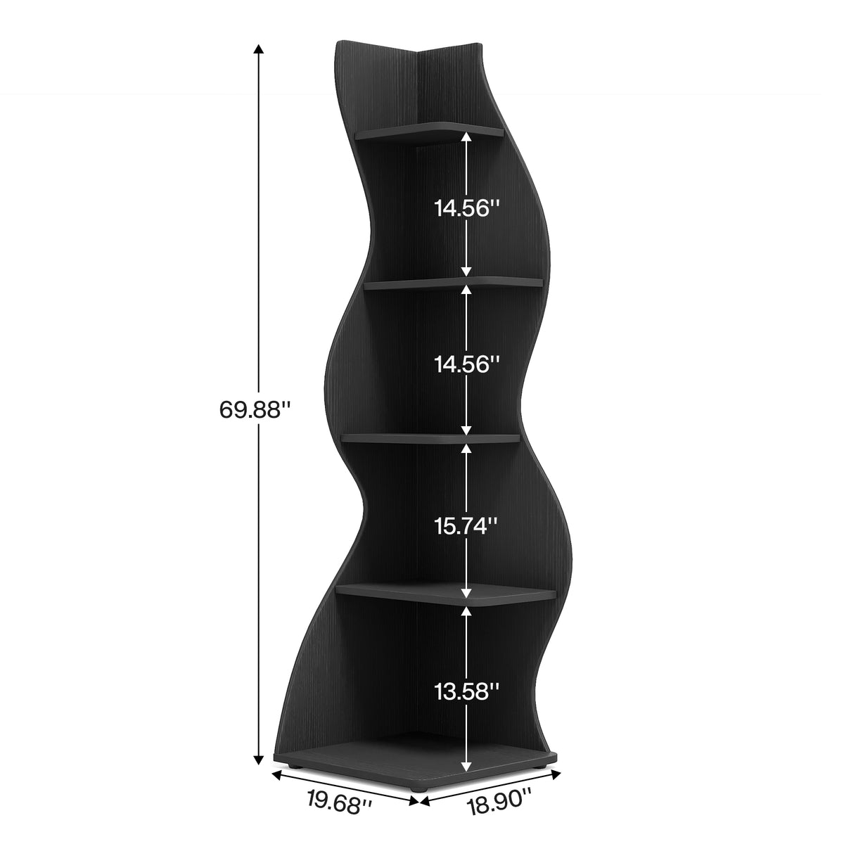 69.9" Tall Corner Shelf, 5-Tier Wavy Display Shelf for Plants & Decor