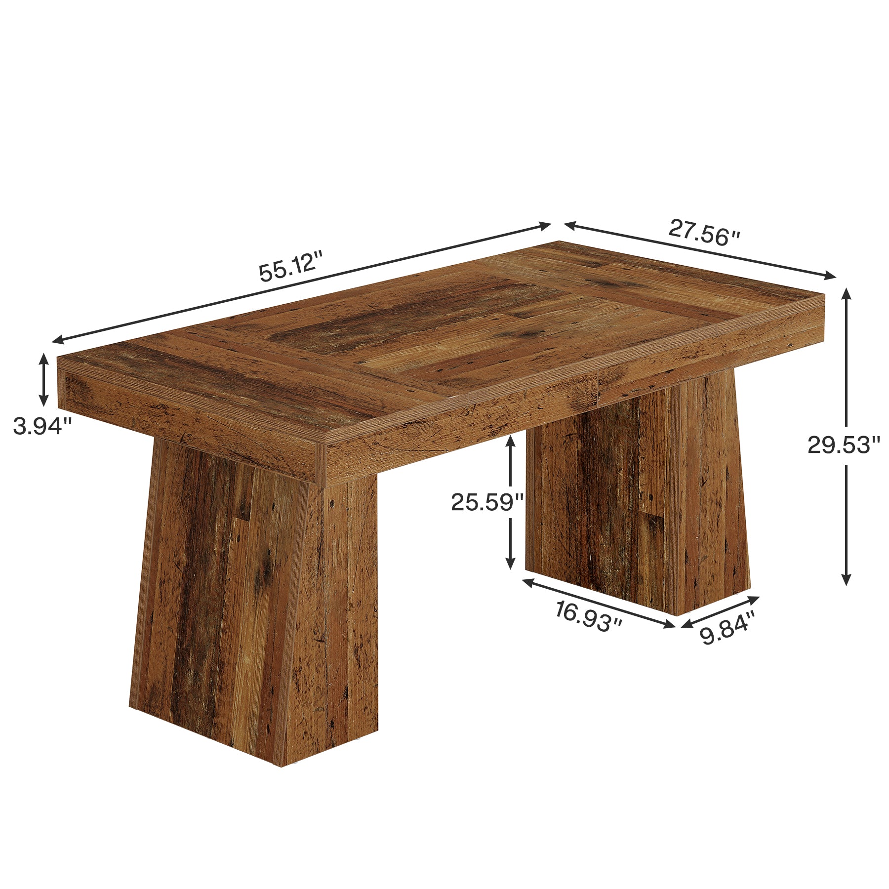 55-Inch Executive Desk, Large Wood Office Computer Desk with Double Pedestal