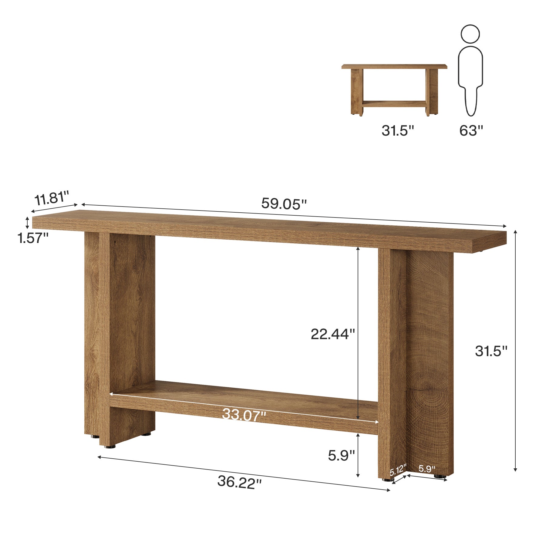 Tribesigns 59" Console Table, Farmhouse Sofa & Hallway Table with Double Storage