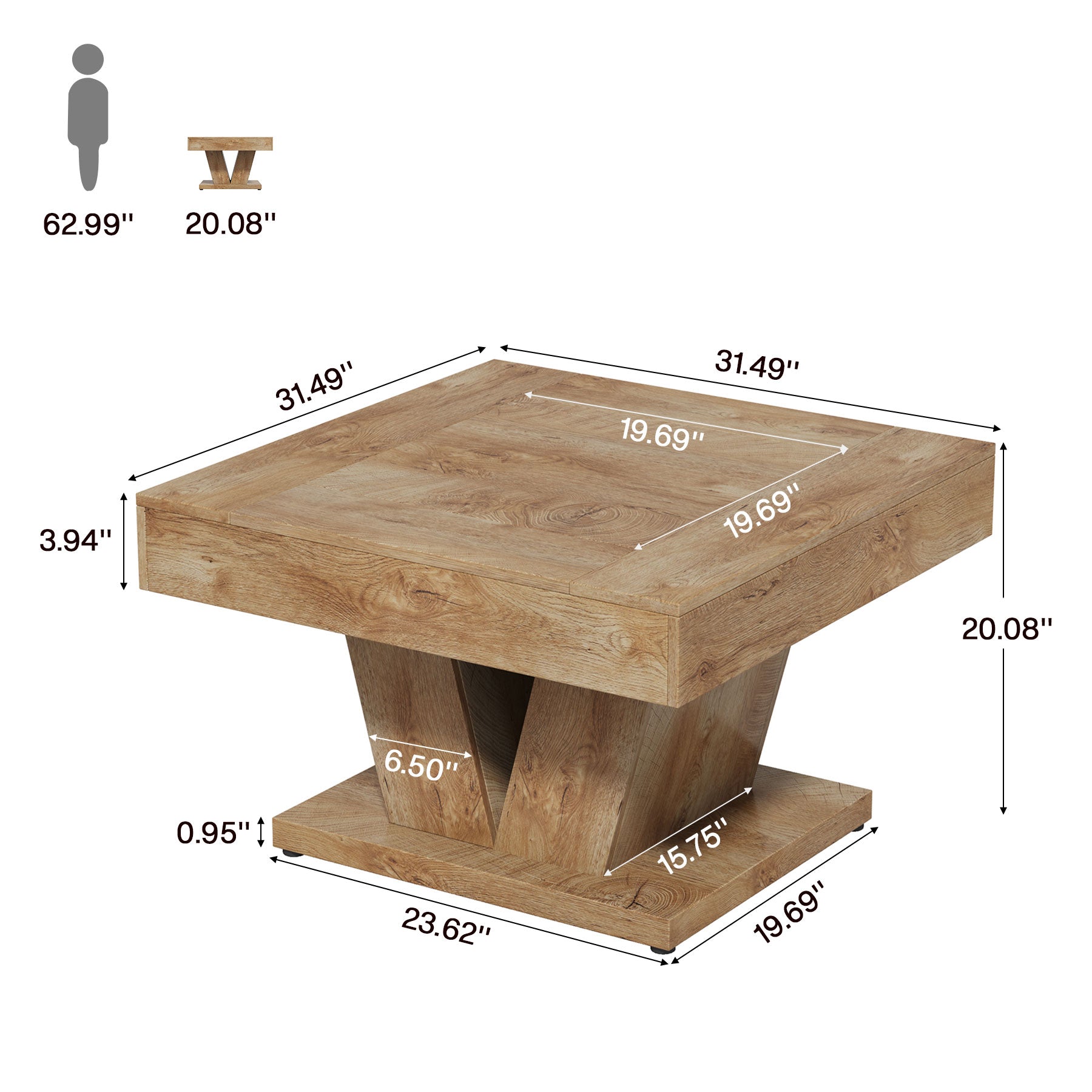 Wood Coffee Table, 31.5" Modern Center Table Cocktail Tea Table