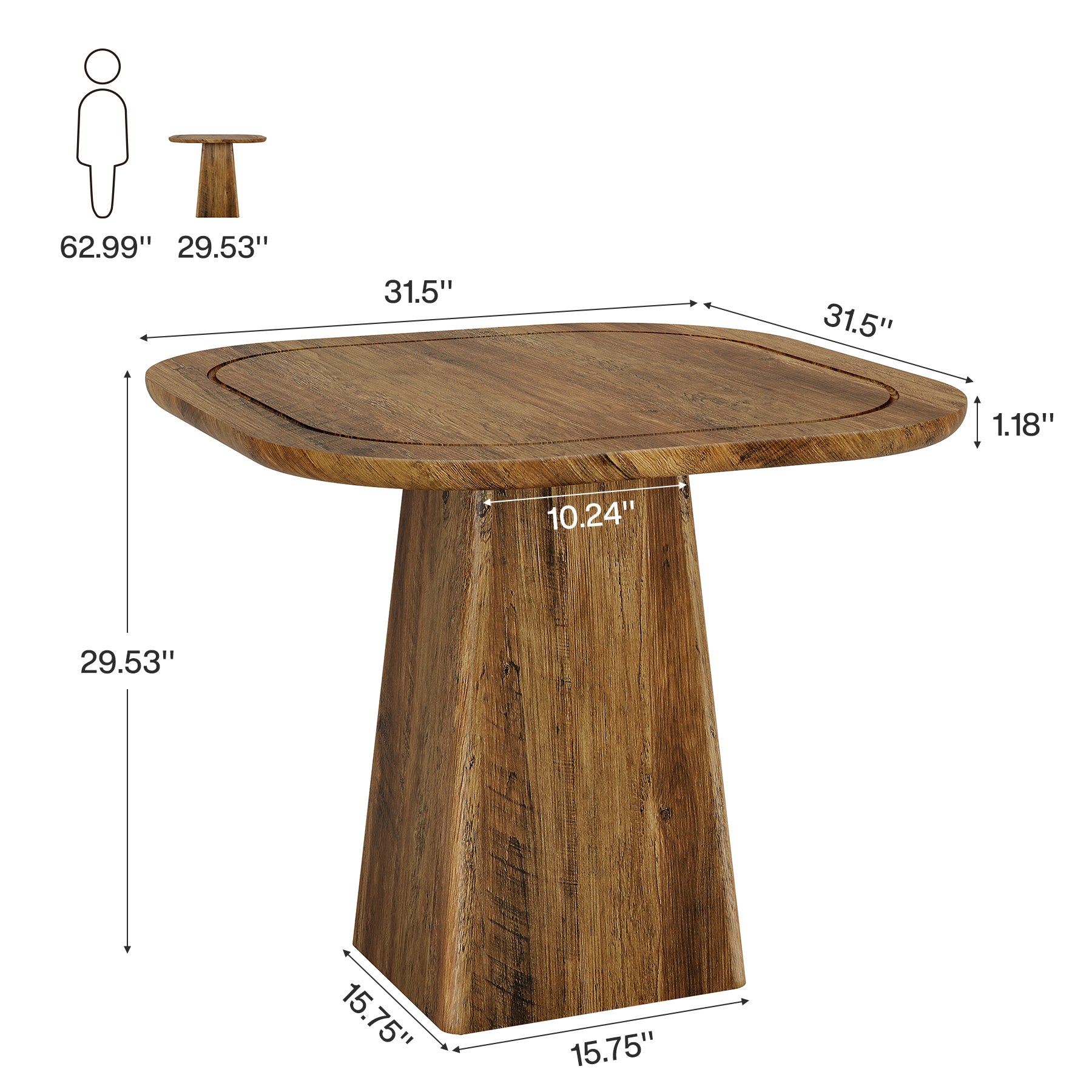31.5-Inch Farmhouse Square Dining Table for 2–4, Rustic Kitchen Table for Small Spaces