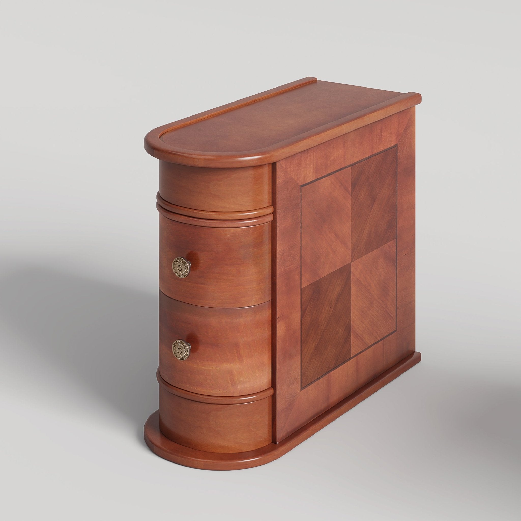 Wood End Table, Narrow Side Table Nightstand with 2 Drawers Tribesigns#Colour_Walnut