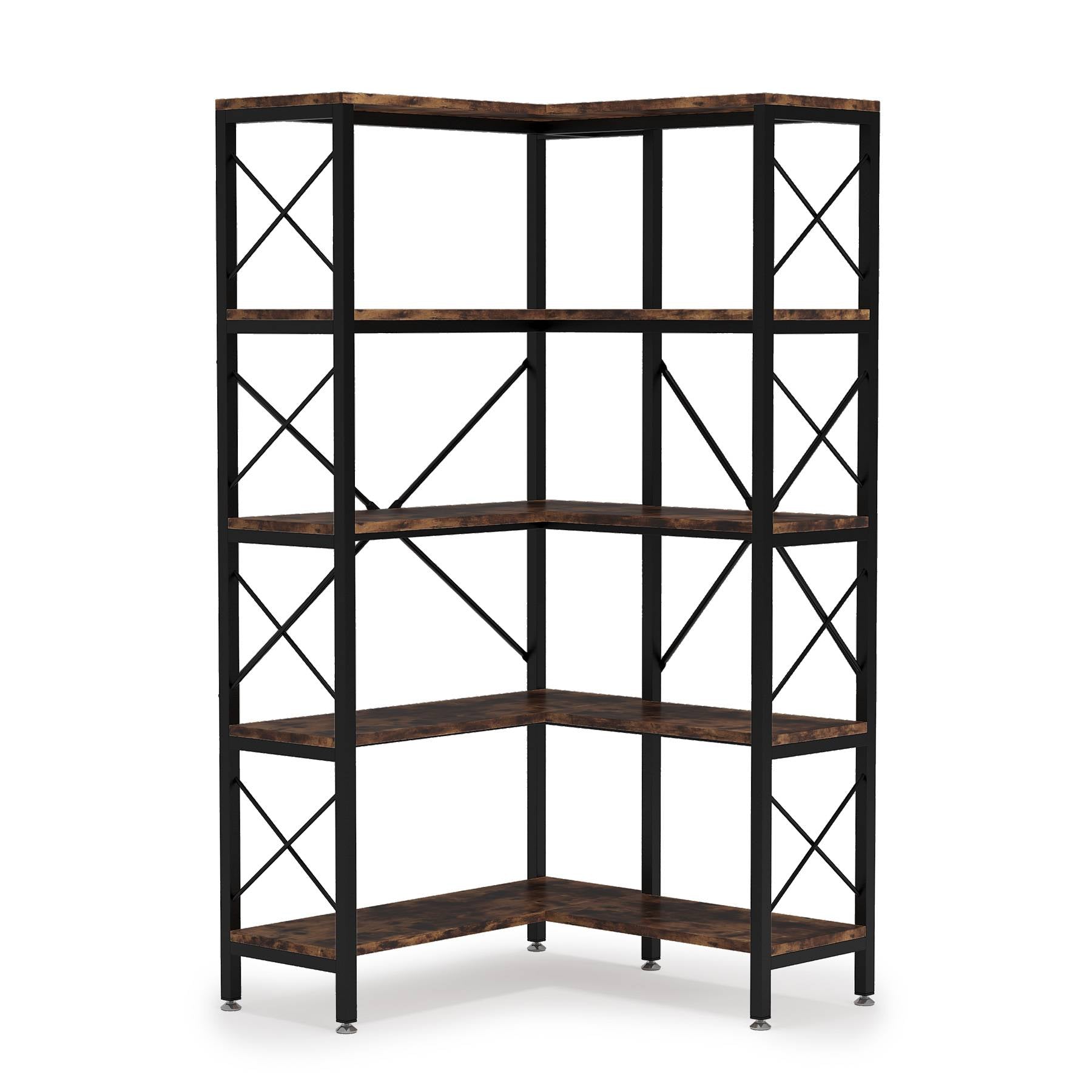 5-Tier Corner Bookshelf, 65.7-Inch Tall Etagere Bookcase Display Rack