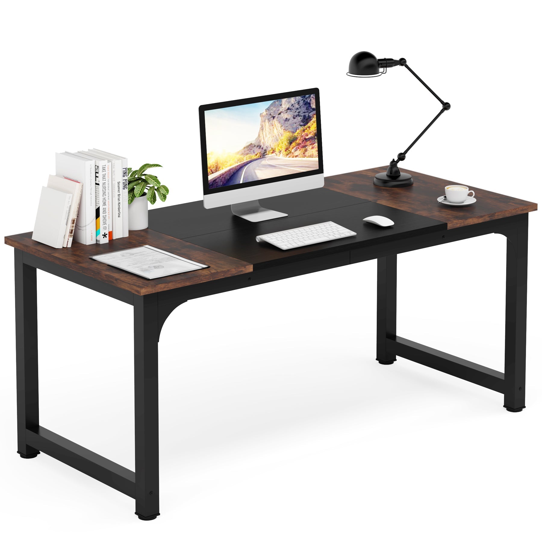 Modern Conference Table - Rectangular Meeting Desk for Computer Use